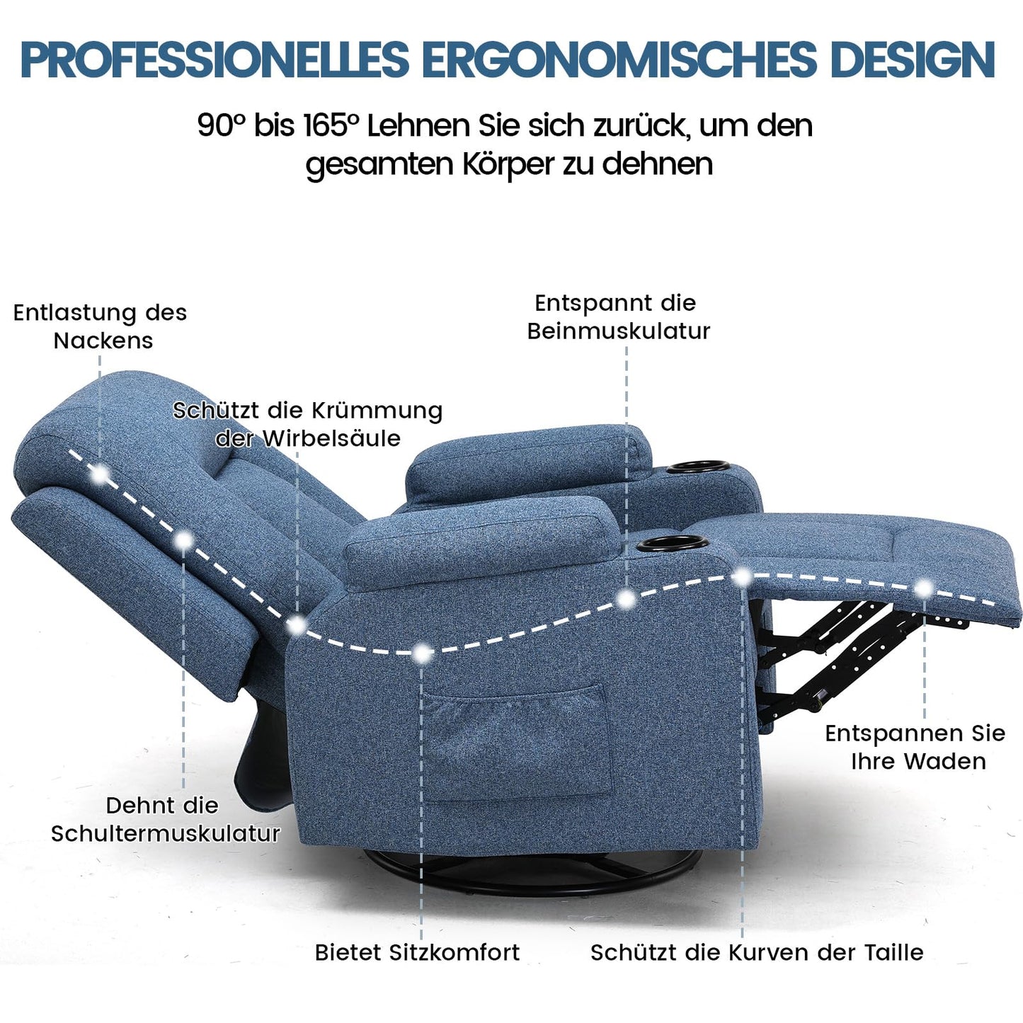 COMHOMA Relaxsessel-Set, Sofa, Sofa-Set aus Kunstleder, Fernsehsessel Ruhesessel Liegesessel mit Liege-Funktion Polstersessel Schlafsessel für Wohnzimmer Schlafzimmer Heimkino,Schwarz, 3+2+1