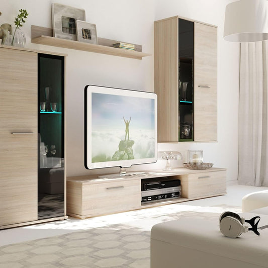 Kuechen-preisbombe Top Salsa Wall Unit Unit Living Room Sonoma Oak Matt + Black