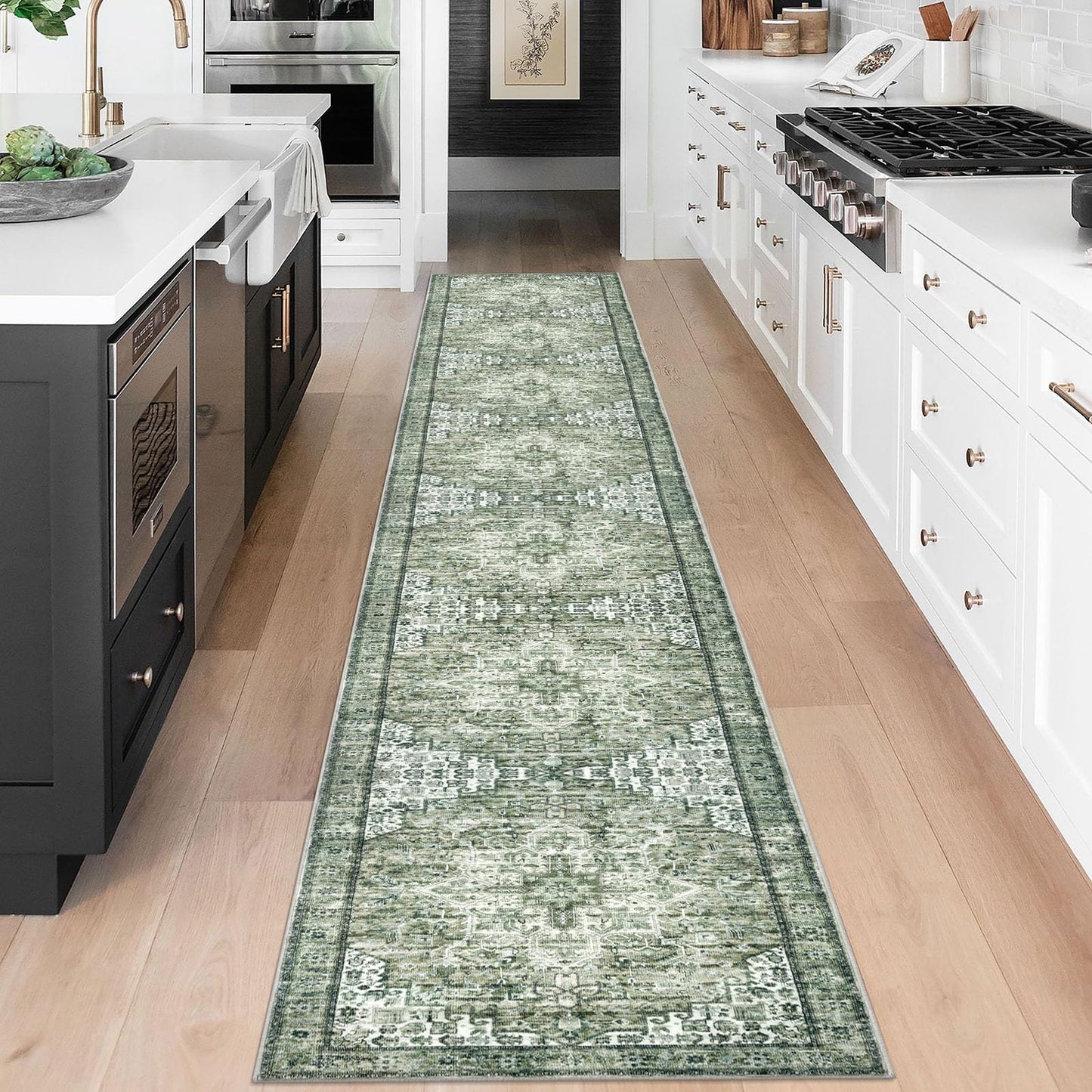 2x3 Blue Washable Rug for Entrance, Soft Traditional Area Rug, Non-Slip Printed Kitchen Rugs, Low-Pile Medallion Indoor Door Mat, Small Farmhouse Carpet for Entryway Kitchen Foyer Bedside