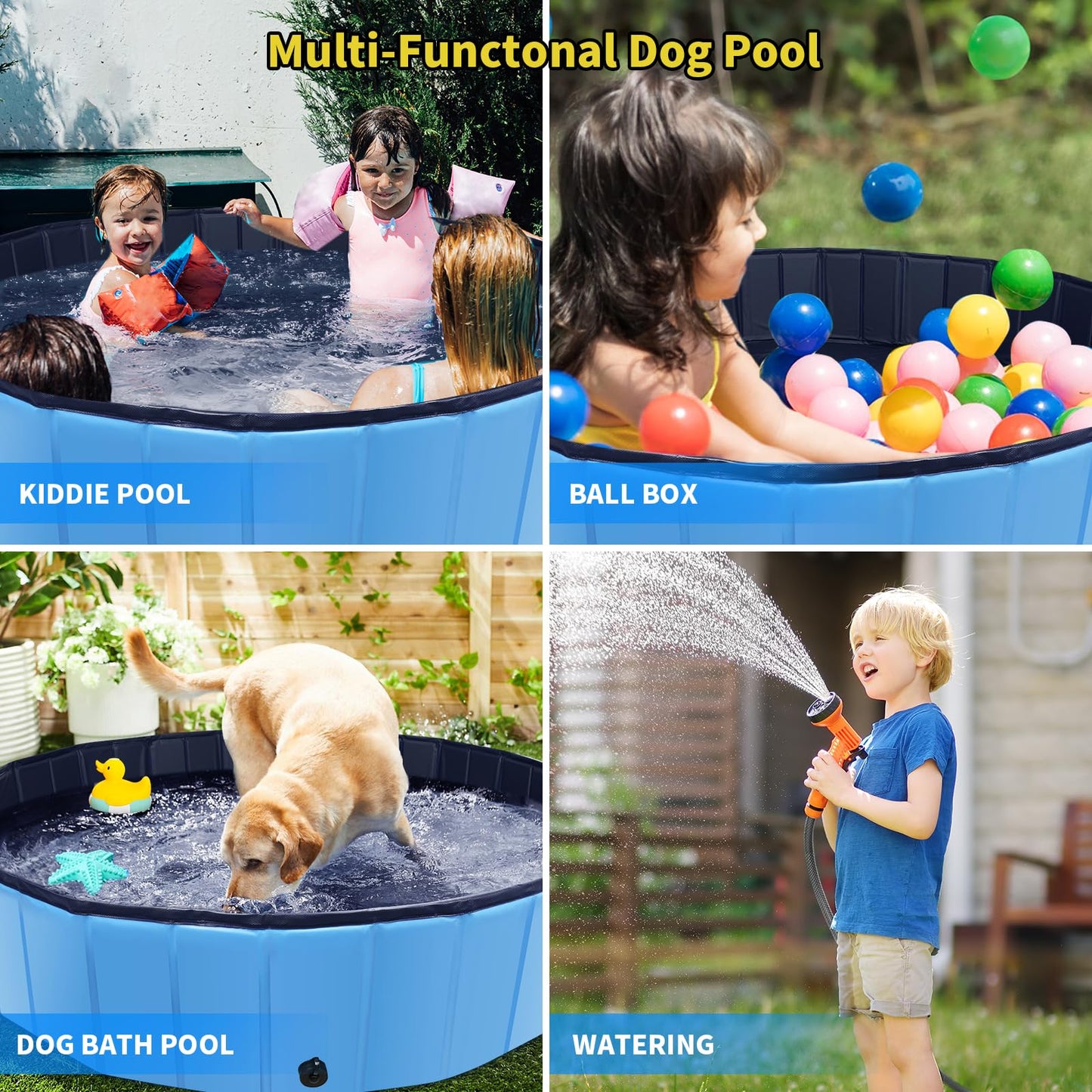 CACSPS Faltbarer Hundepool, 221 x 30,5 cm, Kinderpool mit Hartplastik, rutschfeste Hundebadewanne für den Außenbereich, Hinterhof, Faltbarer Hundepool für Kinder, Hunde, Haustiere (rot)