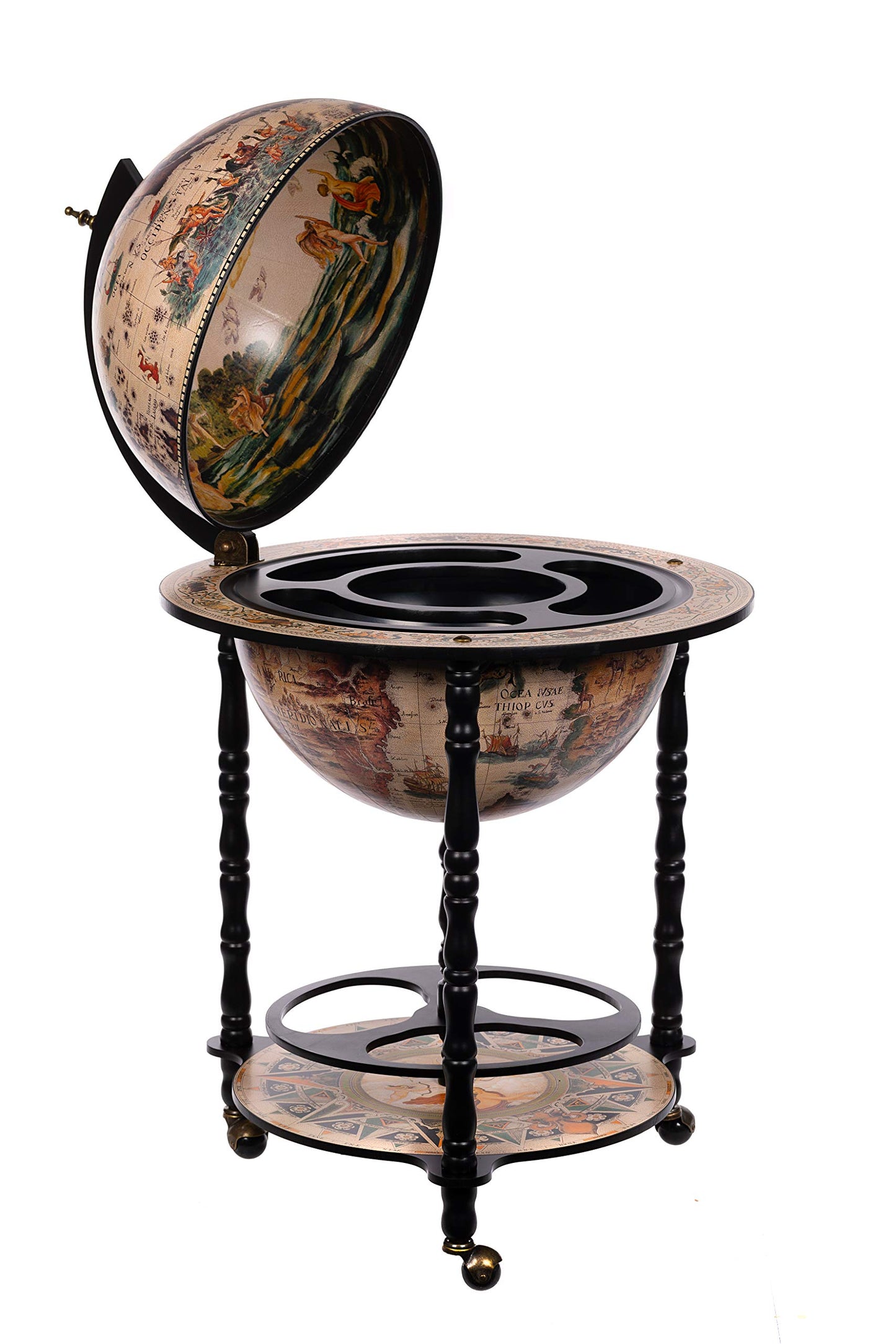 Birendy, giant globe design bar trolley with a lid and wheels