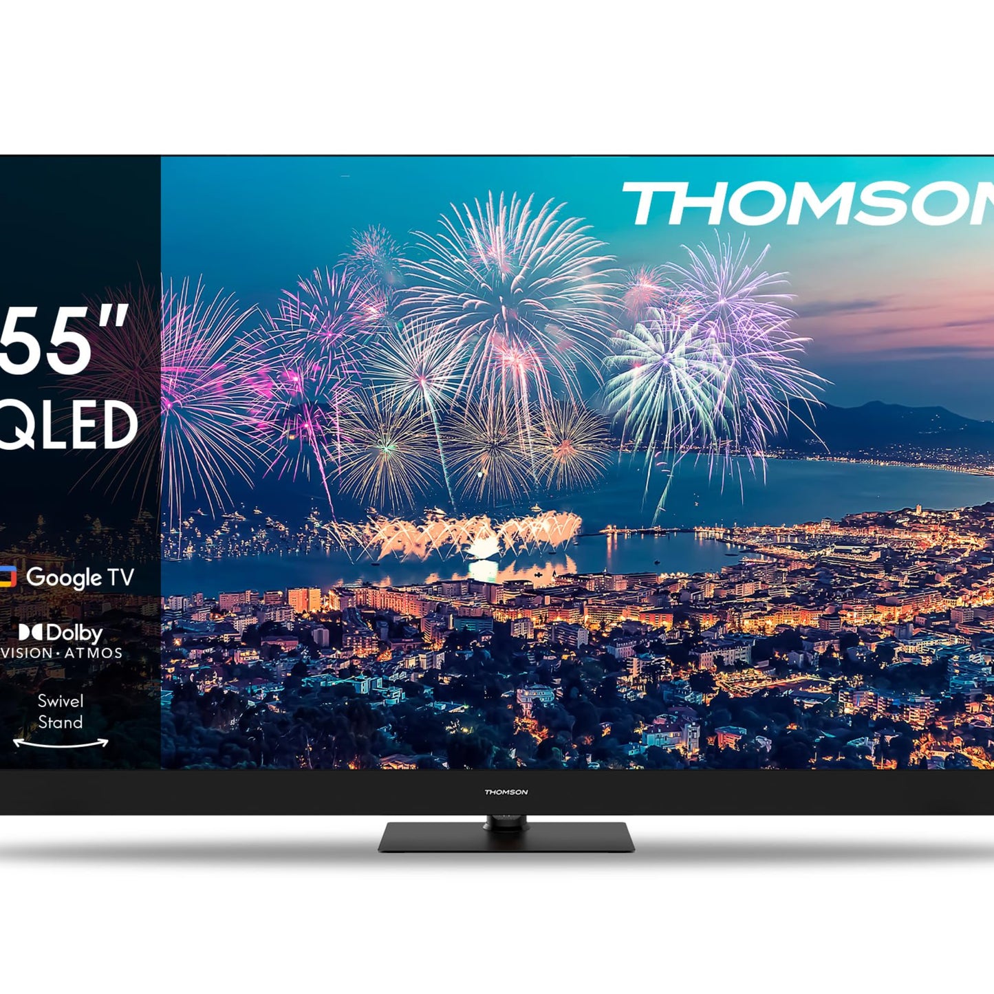 THOMSON 55QG6C14 QLED Plus Google Smart TV, Wi-Fi, Dolby Audio, Built-in Front Speaker, Bluetooth 5.1, Triple Tuner (Cable/Satellite/Antenna), HDMI, CI+, A+ Panel