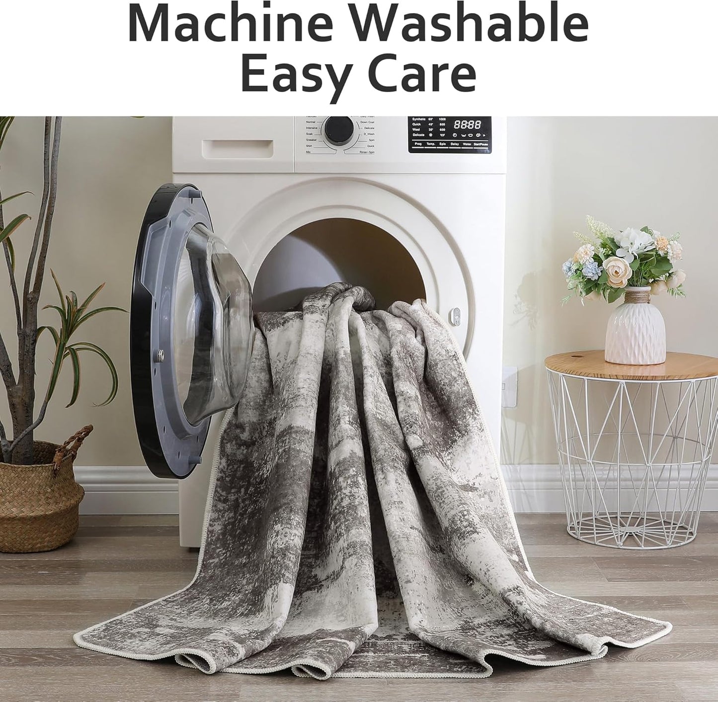 BEIMO Waschbarer Teppich Wohnzimmer, Abstrakt Design Teppich Schlafzimmer Kurzflor, Groß Teppiche rutschfest Weiche für Badezimmer Esszimmer Flur, 120x170cm