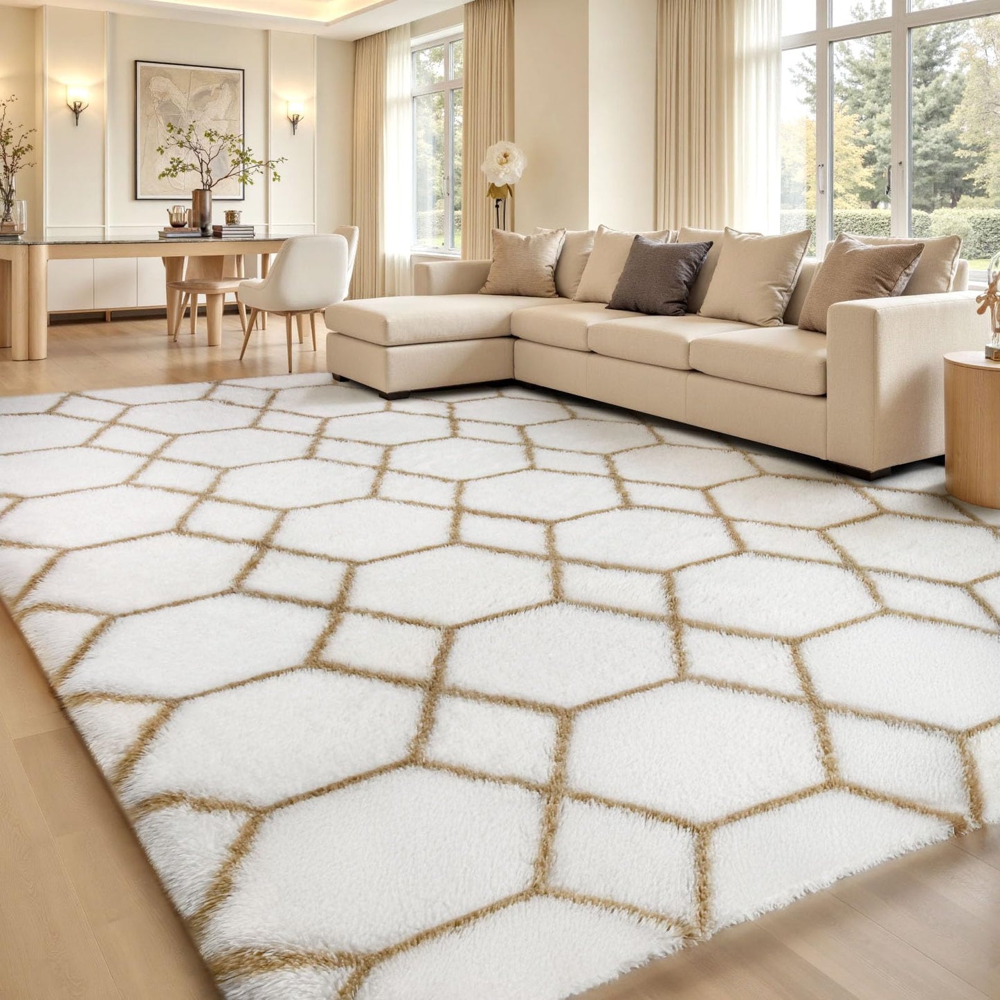 Sour Lemon Hochflor Teppich Grau Carpet Wohnzimmer 240x300 Waschbar Anti-Rutsch Extra Große Teppiche Schlafzimmer Flauschige Moderne Teppiche Matte Teppichen für Schlafzimmer Kinderzimmer