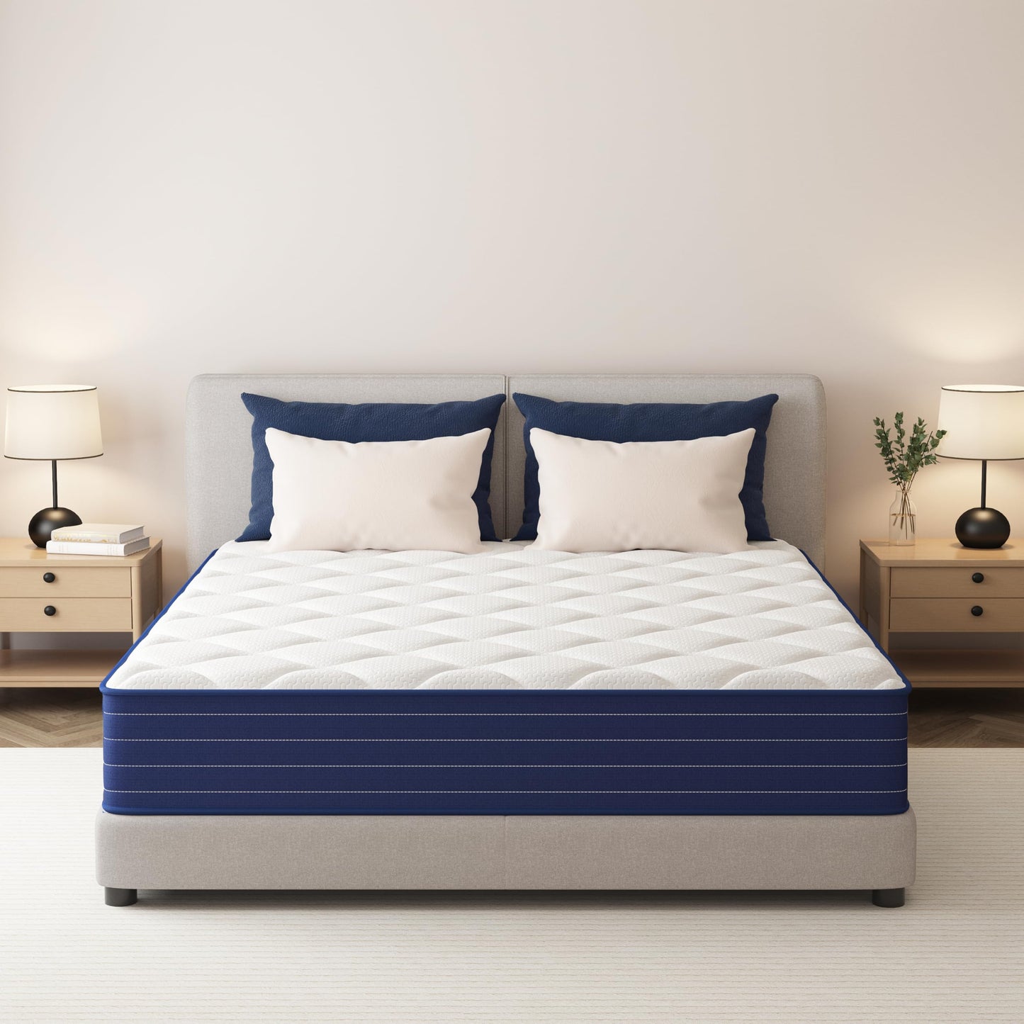PurrJoys Mattress 140 x 200 x 25 cm - Pocket Spring Core & Memory Foam, Medium Hardness, Breathable, Movement Insulating, CertiPUR-US & Oeko-Tex, No Fibreglass