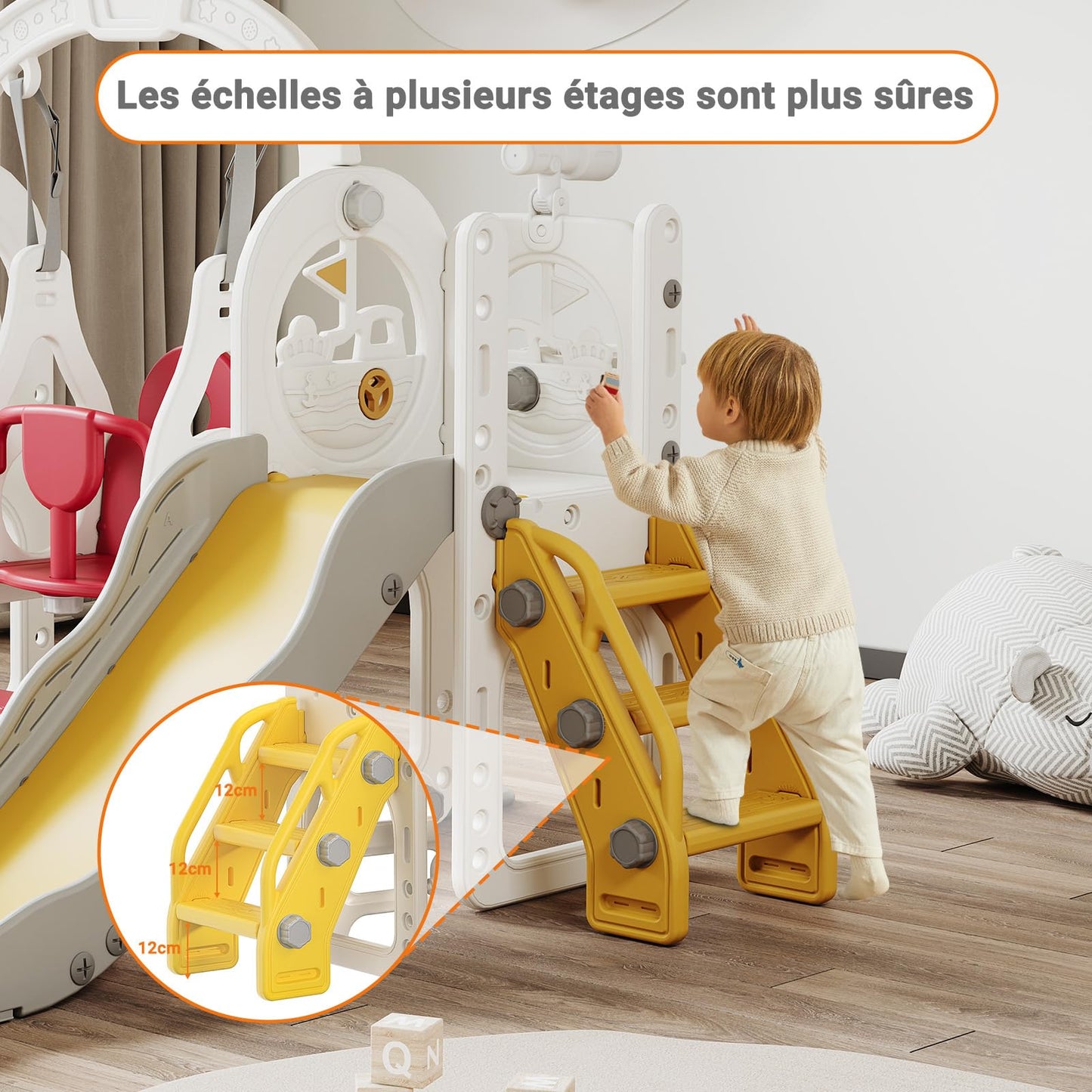DADEA 6 in 1 Kinderrutsche mit Korb, Rutsche und Schaukel für Kinder im Freien Grün, 150 × 150 × 115 cm, Babyschaukel und Rutsche für Kinder zu Hause Schaukel Kinderrutsche, Grün