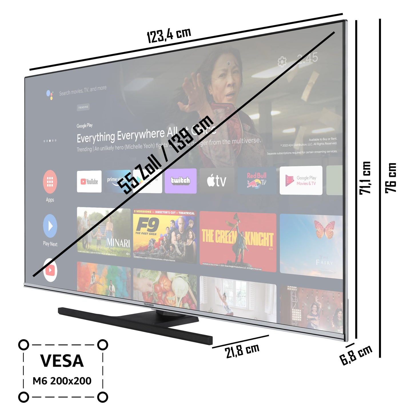 TELEFUNKEN QLED TV 32 Inch TV Full HD Android Smart TV (HDR, Triple Tuner, Bluetooth) QF32AN750S