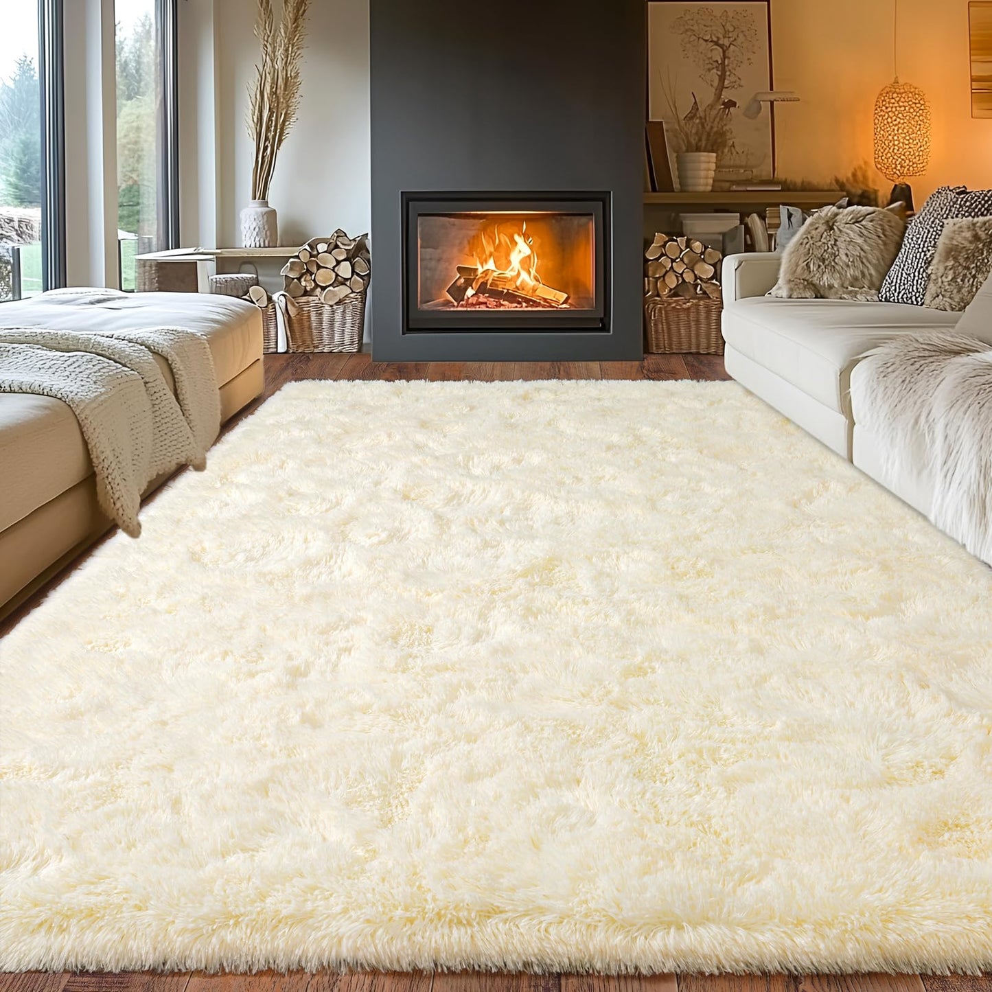 BSGIFT High Pile Rug, Grey, 160 x 230 cm, Shaggy Long Pile Fluffy Rug, Living Room, Modern Living Room Rug, Bed Rug, High-Pile Carpet, Non-Slip for Bedroom, Children's Room