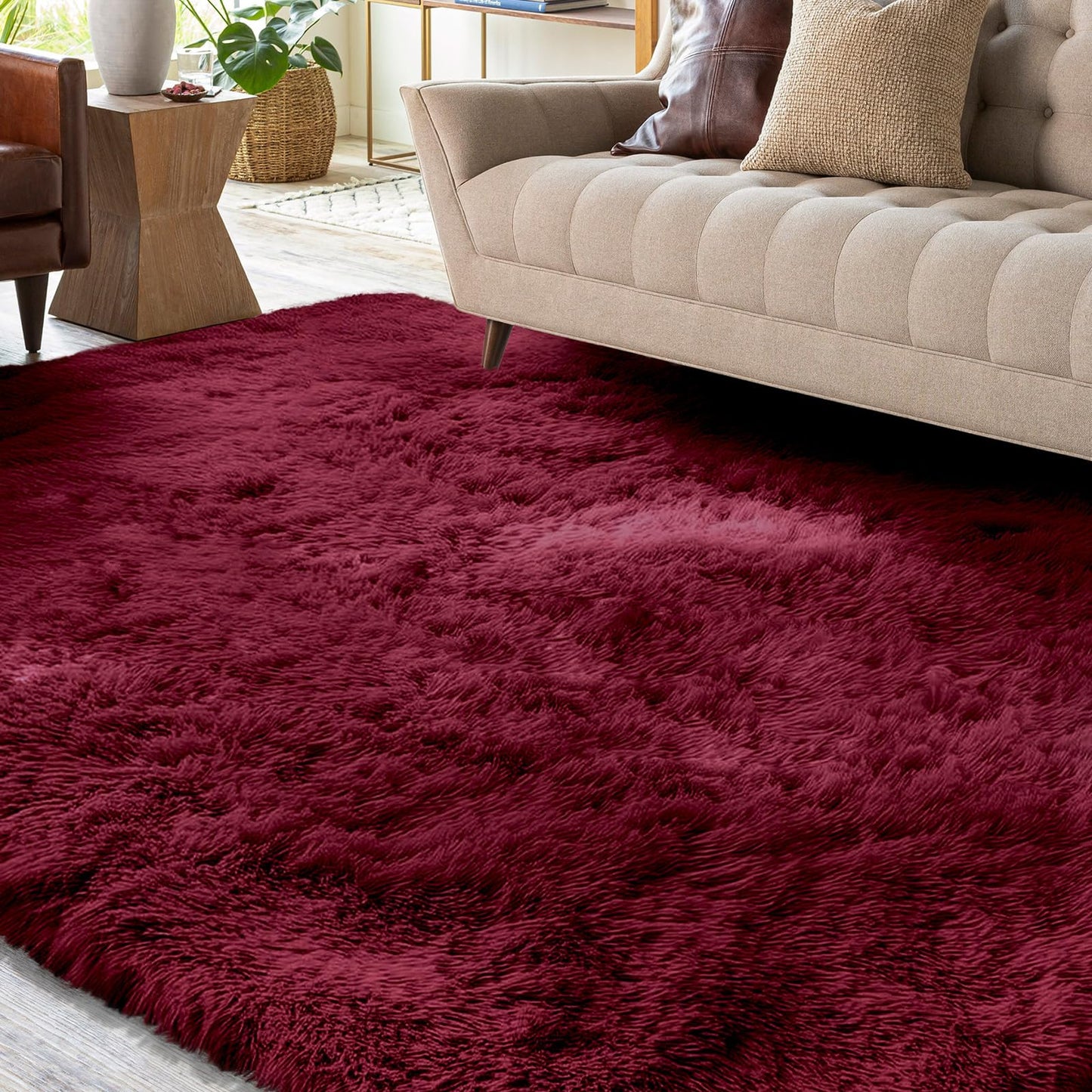 XSIVOD Fluffy High Pile Rug, Dark Grey, Washable Rug 140 x 200 cm, Living Room, Non-Slip Extra Large Rugs, Bedroom, Soft Modern Rugs, Mat Rugs for Children's Room