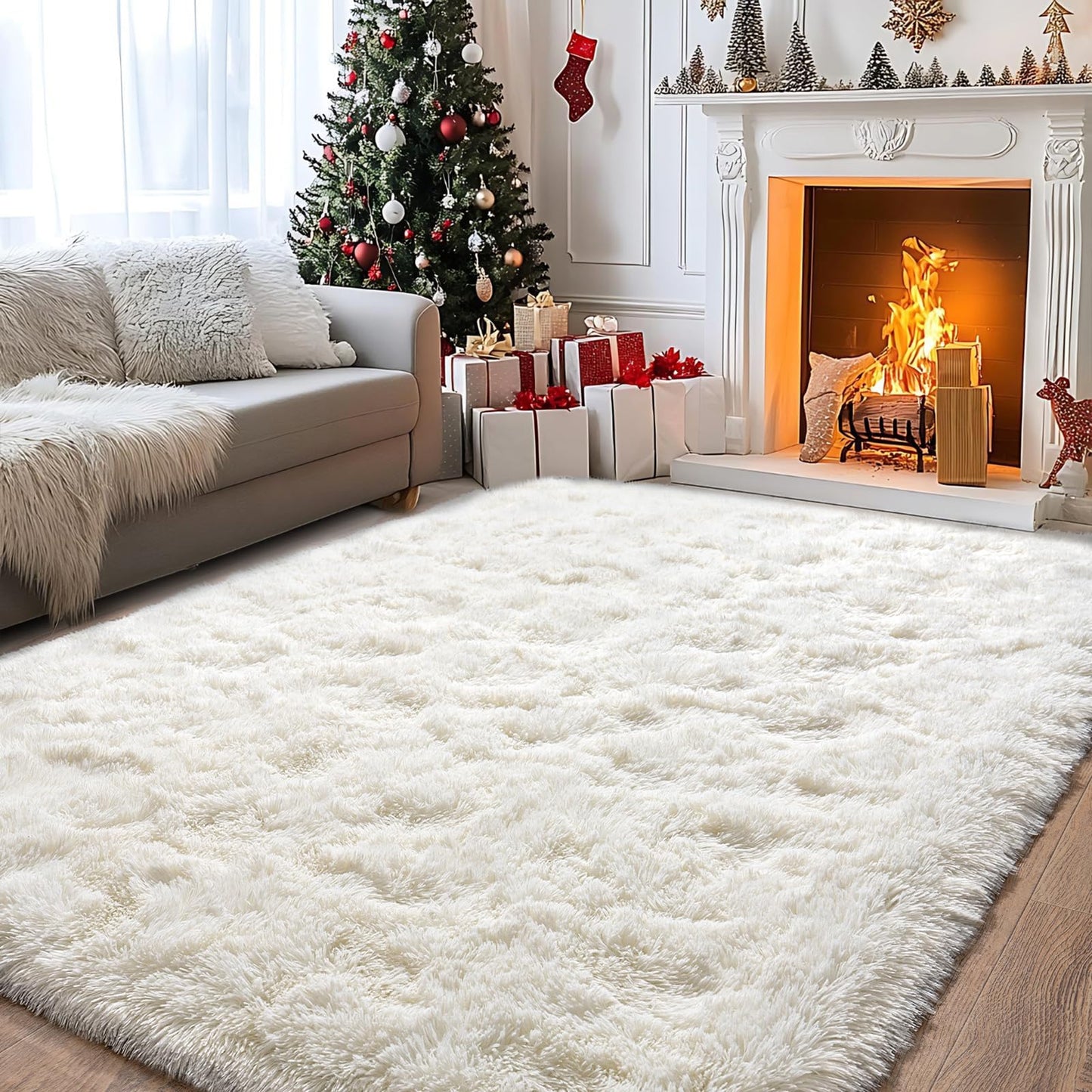 BSGIFT High Pile Rug, Grey, 160 x 230 cm, Shaggy Long Pile Fluffy Rug, Living Room, Modern Living Room Rug, Bed Rug, High-Pile Carpet, Non-Slip for Bedroom, Children's Room