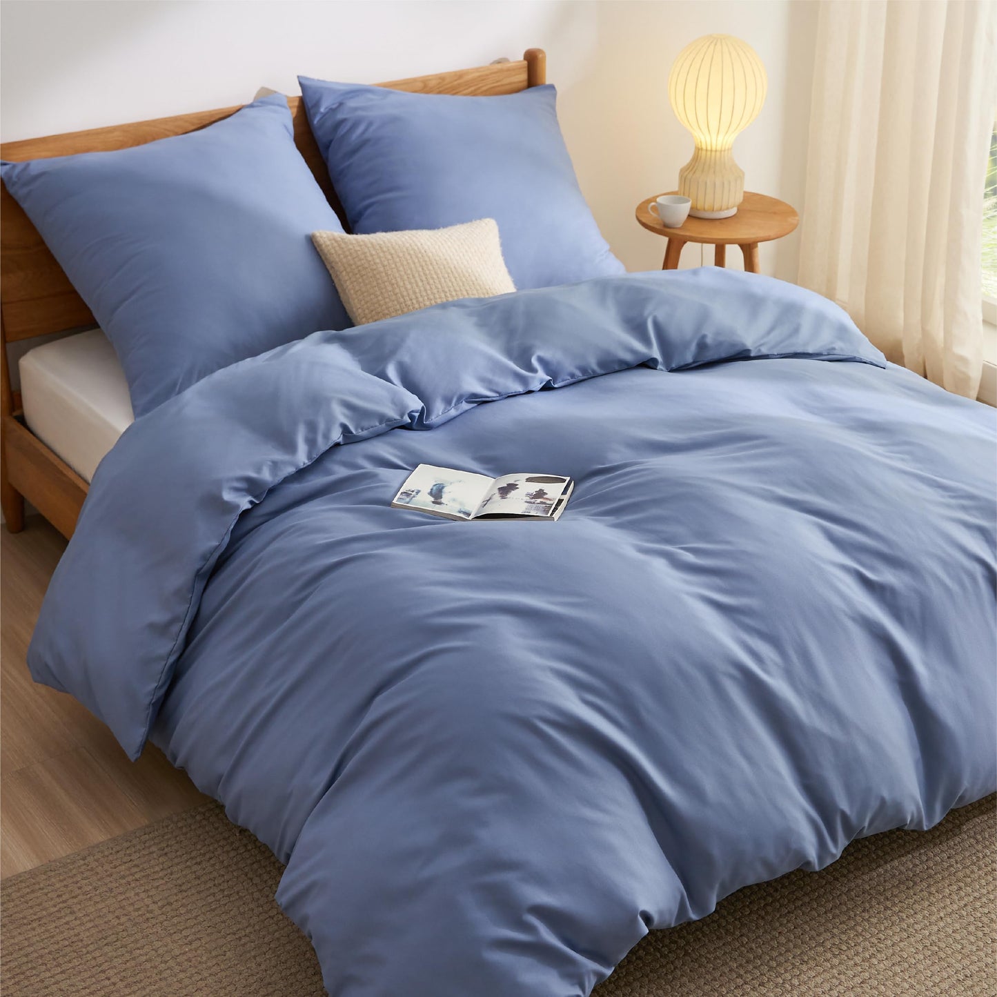 Bedsure Bed Linen 135 x 200 cm, 4-Piece Anthracite Bed Linen, 2 Duvet Covers 135 x 200 cm and 2 Pillowcases 80 x 80 cm, Oeko-Tex Bed Linen Sets, Polyester Microfibre with Zip