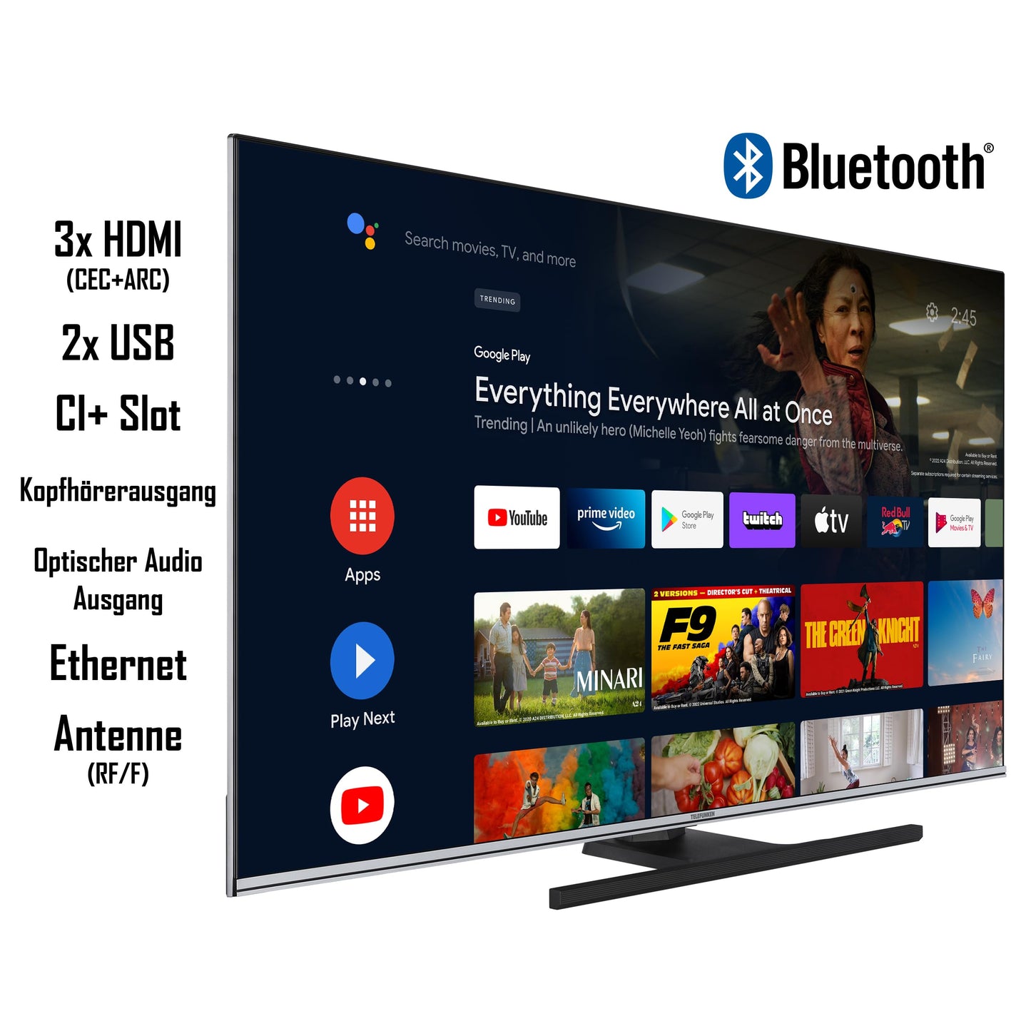 TELEFUNKEN QLED TV 32 Inch TV Full HD Android Smart TV (HDR, Triple Tuner, Bluetooth) QF32AN750S