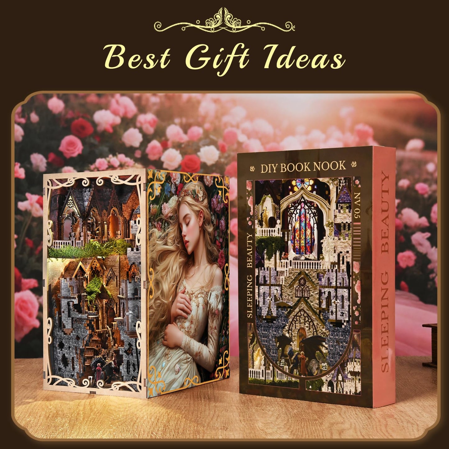 MiniCity Book Nook Kit, DIY Miniature Dollhouse Booknook Kit, 3D Wooden Puzzle Bookend Bookshelf Insert Decor for Teenagers and Adults (Library of Gods Max)