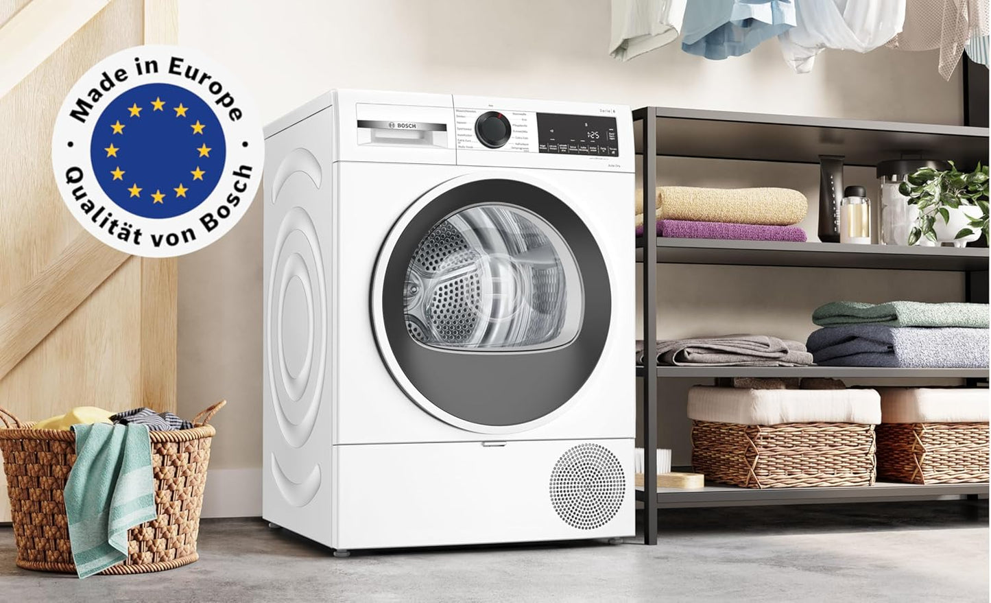 Bosch WTH83V04, Serie 4, Wärmepumpentrockner, 8 kg, AutoDry, Quick-40-Trocknen, Nachlegefunktion, Sensitive-Drying-System, Anti Vibration Design, 63 dB, LED-Display, Touch-Control, Zeitvorwahl