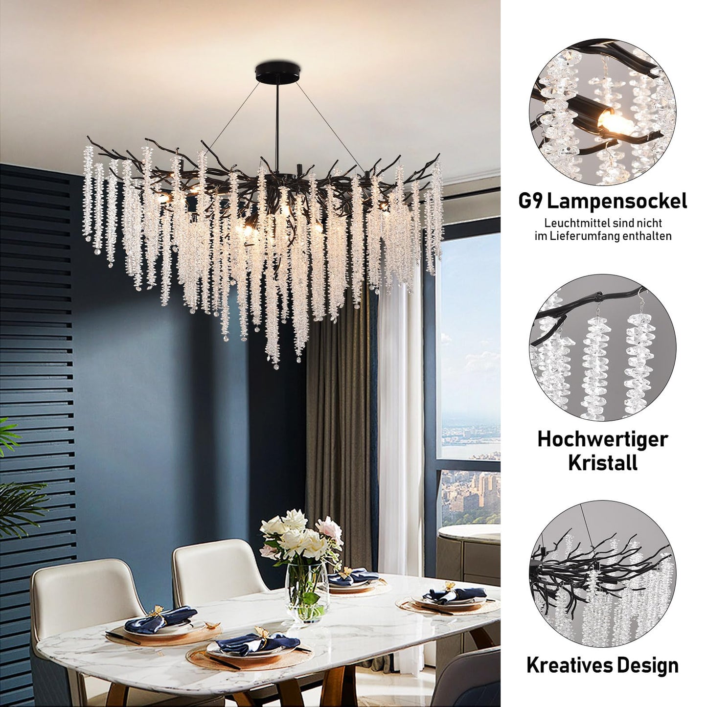 AHXIAOZN Modern Kronleuchter Kristall Leuchte,Luxus Kristall Pendelleuchte,Dimmbar Rund Kristall Hängeleuchte,für Esszimmer, Küche, Wohnzimmer, Schlafzimmer, Flur, Café,Bar(Gold,60cm)