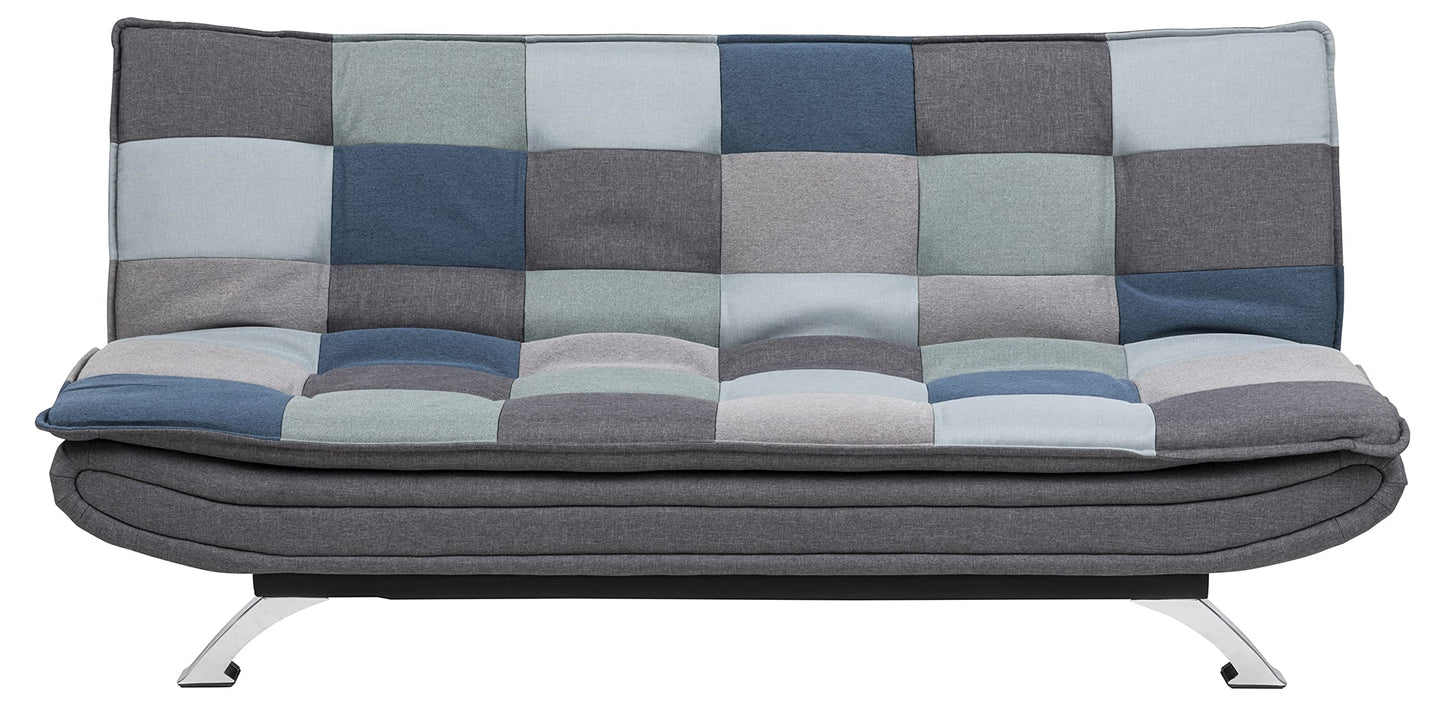 AC Design Furniture Jasper Bettcouch Dunkelgrau/Schwarz, Schlafsofa mit 3 Liegepositionen, Moderner 3-Sitzer Ohne Armlehne, Gepolstert mit Schwarzen Metallbeinen, L: 196 x H: 91 x T: 98 cm