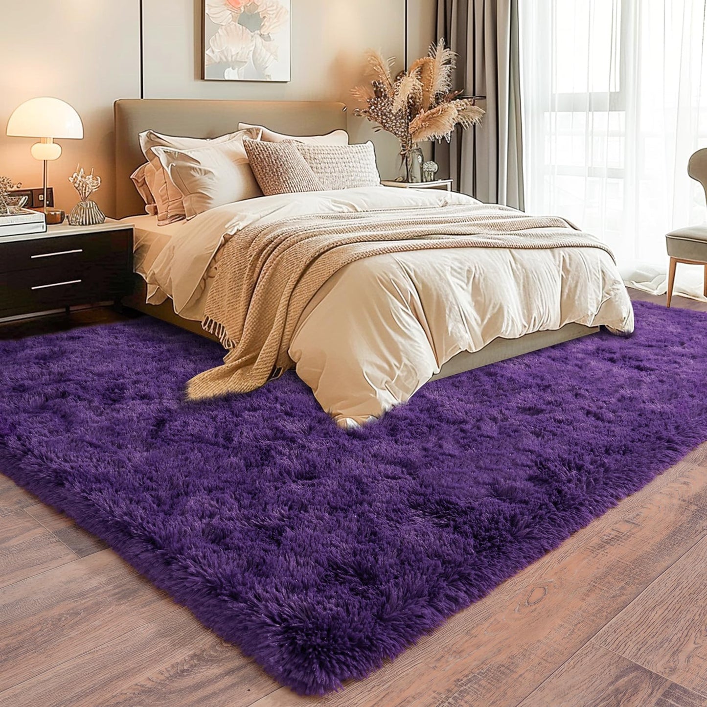 BSGIFT High Pile Rug, Grey, 160 x 230 cm, Shaggy Long Pile Fluffy Rug, Living Room, Modern Living Room Rug, Bed Rug, High-Pile Carpet, Non-Slip for Bedroom, Children's Room