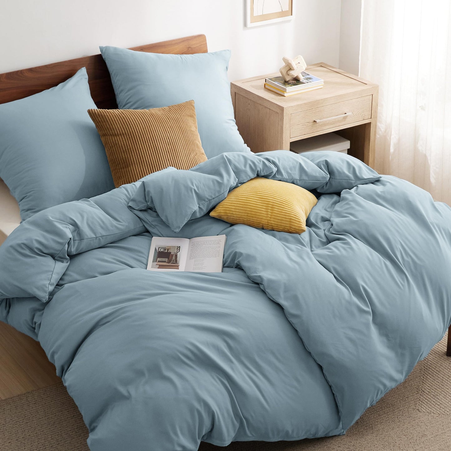 Bedsure Bed Linen 135 x 200 cm, 4-Piece Anthracite Bed Linen, 2 Duvet Covers 135 x 200 cm and 2 Pillowcases 80 x 80 cm, Oeko-Tex Bed Linen Sets, Polyester Microfibre with Zip