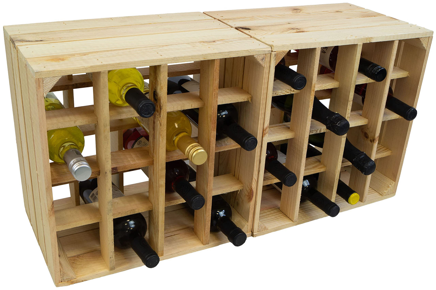 Kistenkolli Altes Land Weinregal 16er weiß/Natur/geflammt Maße 40x40x27cm Regalkiste Flaschenablage Weinregal Apfelkiste/Weinkiste (Weinregal 16er weiß)