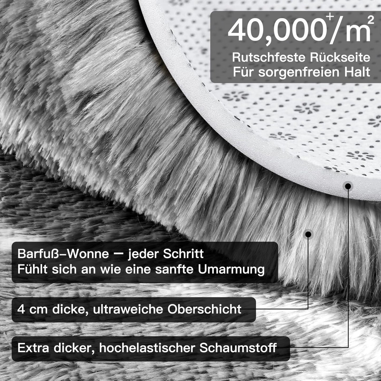 Sour Lemon Hochflor Teppich Grau Carpet Wohnzimmer 240x300 Waschbar Anti-Rutsch Extra Große Teppiche Schlafzimmer Flauschige Moderne Teppiche Matte Teppichen für Schlafzimmer Kinderzimmer