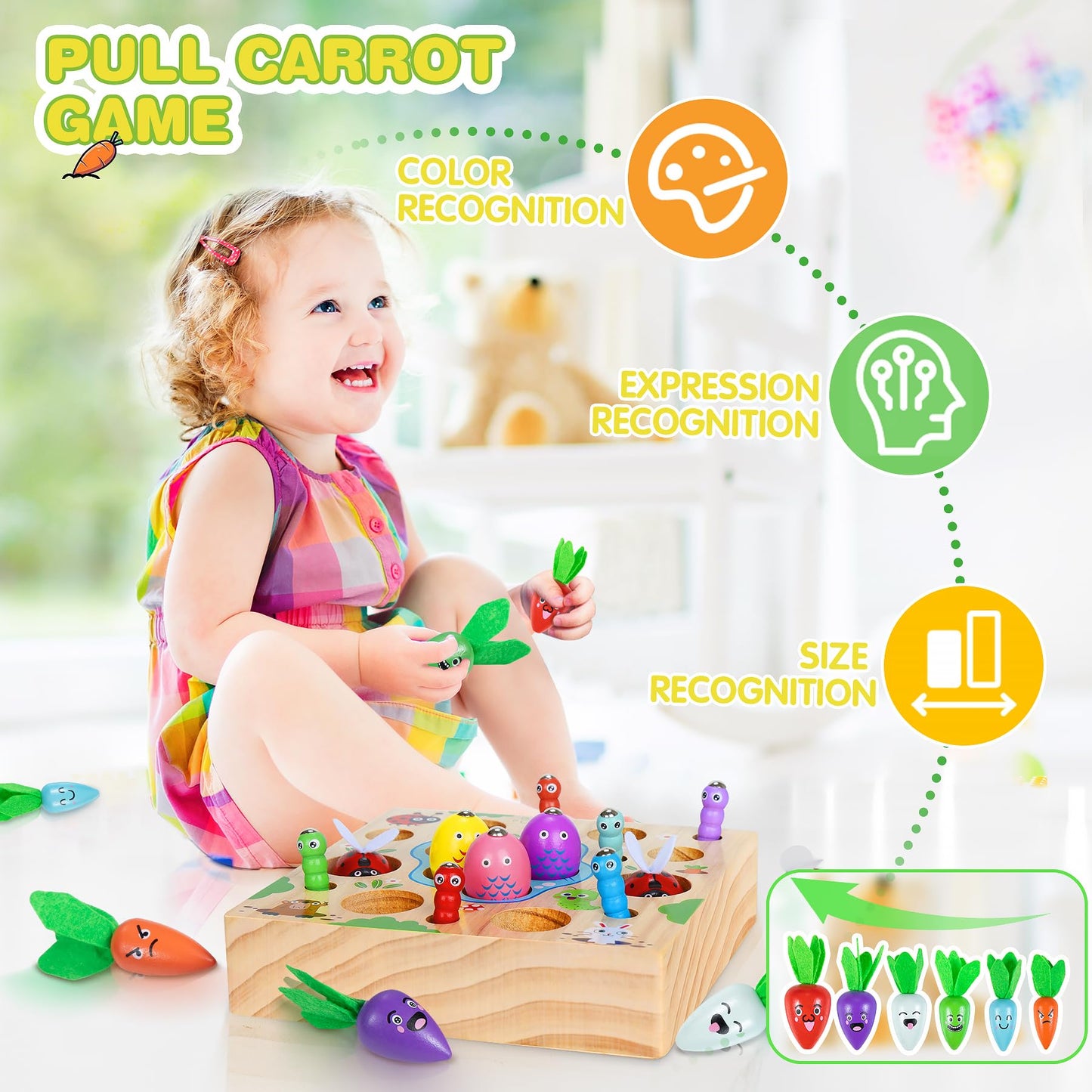 COOLJOY Montessori Toy from 1 Year | Wooden Toy Motor Skills Toy from 1 Year | 8-in-1 STEM Gift for Boys and Girls 2 3 4 Years