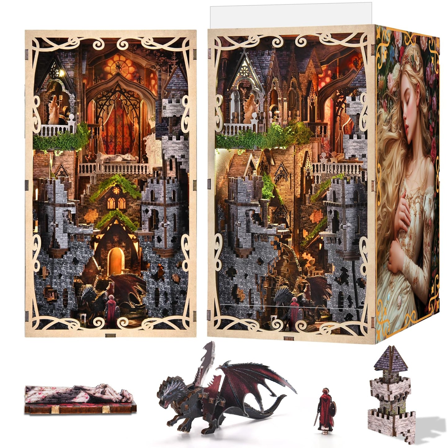 MiniCity Book Nook Kit, DIY Miniature Dollhouse Booknook Kit, 3D Wooden Puzzle Bookend Bookshelf Insert Decor for Teenagers and Adults (Library of Gods Max)