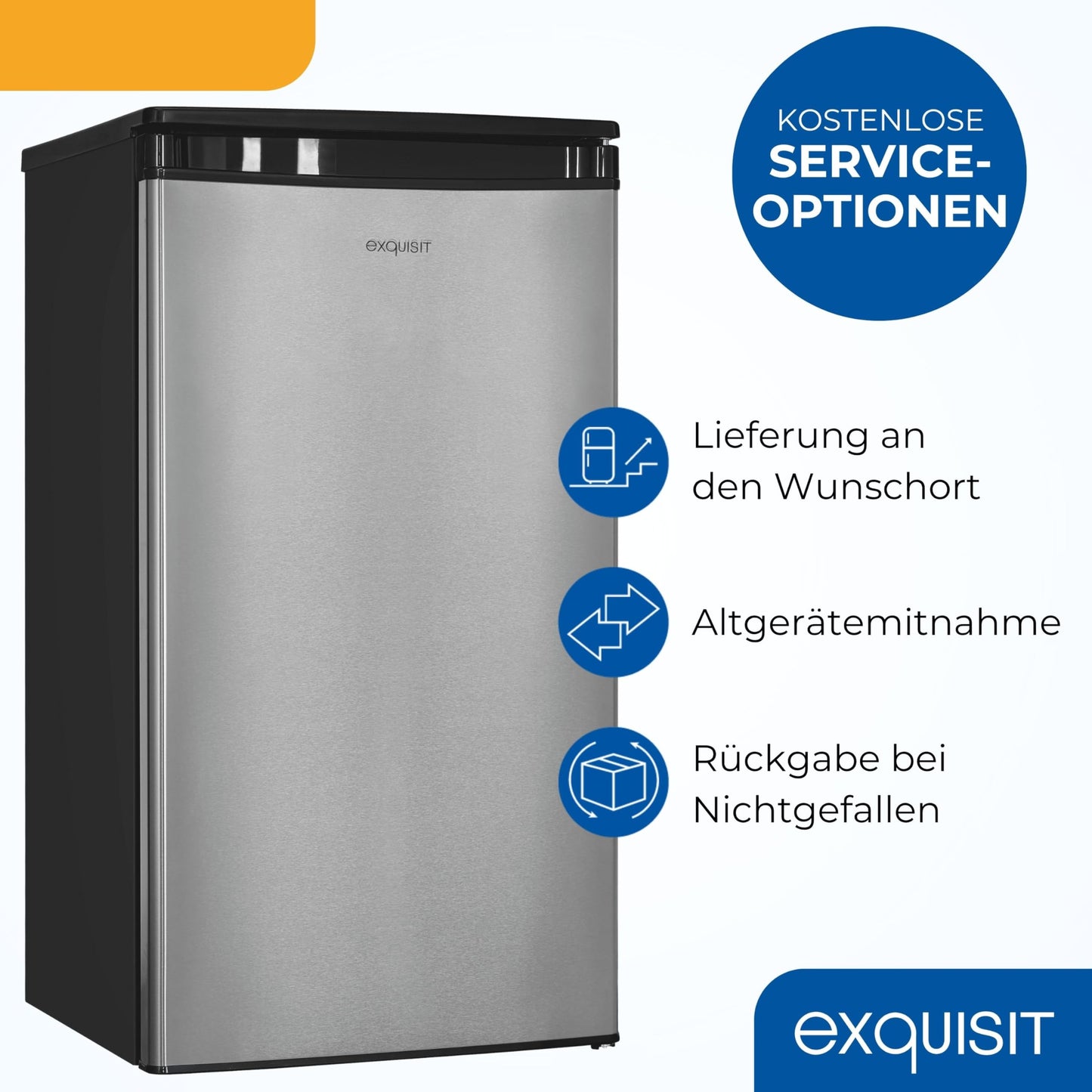 Exquisit KS585-V-091E Full-Room Refrigerator, 75 Litres, Freestanding, Small and Compact, 45 cm Wide, LED Interior Lighting