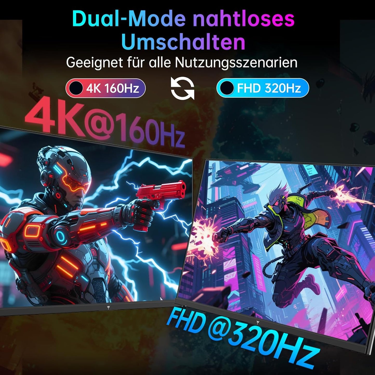 KTC 32 Zoll Monitor Curved 1000R, 2K WQHD (2560x1440p) 240Hz Gaming Monitor, 1ms, Adaptive Sync, 122% sRGB, 4000:1 Kontrast, 2 x DP 1.4 (240Hz), 2 x HDMI 2.0 (144Hz), Unterstützung von Tilt und VESA