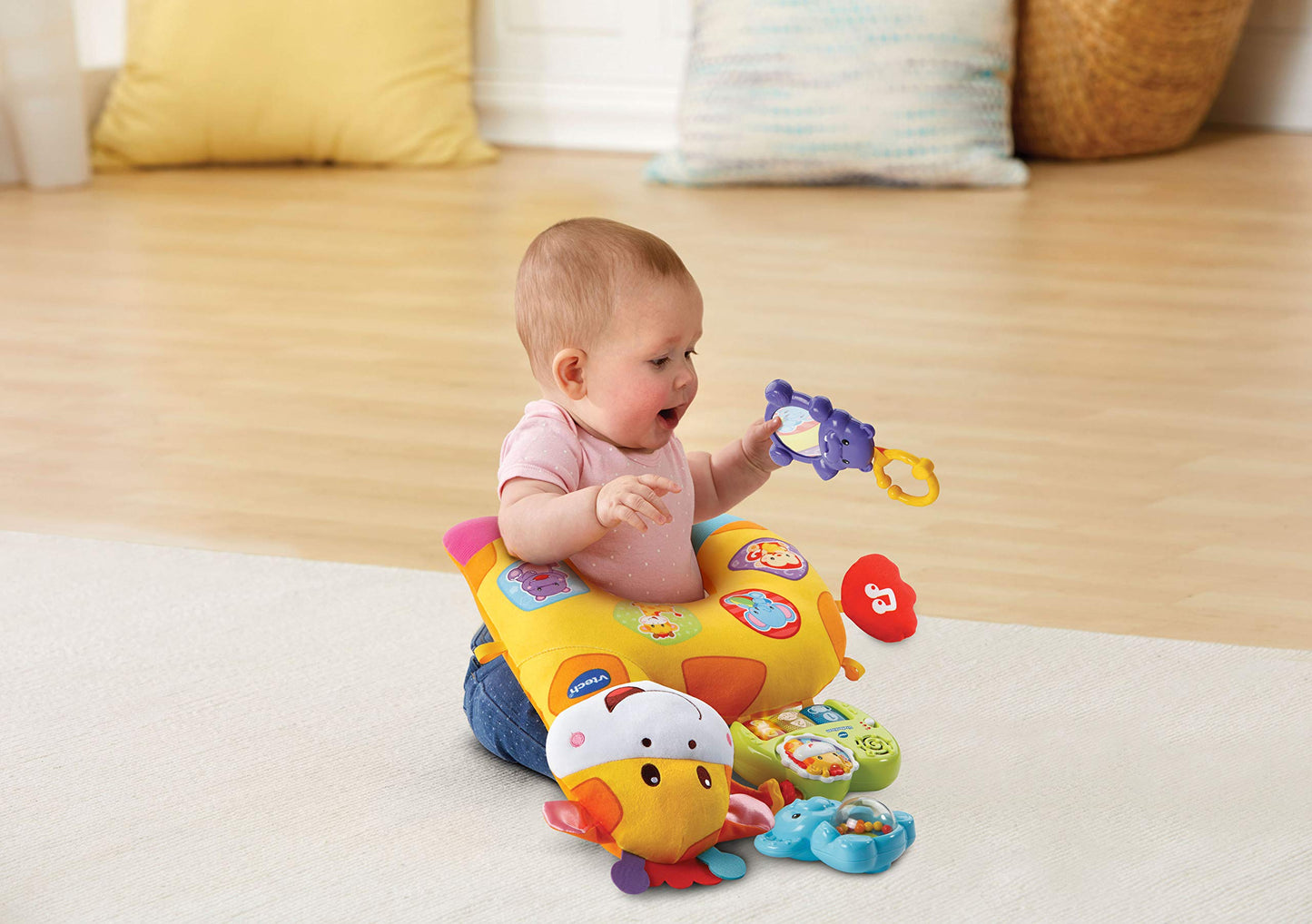 Vtech 80-506804 Baby Giraffe Cushion for Toddlers, Plush Colourful Toy