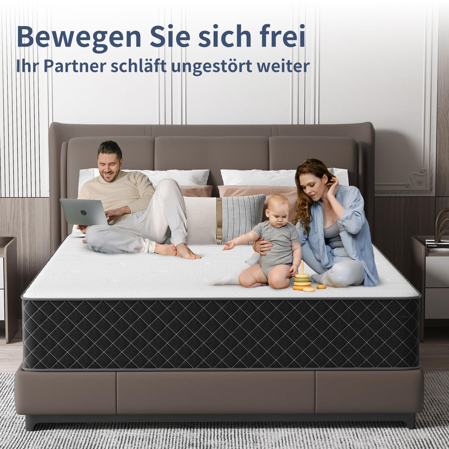 MOLPHIT Mattress 140 x 200 cm, Height 25 cm, Oeko-Tex Certified, Hardness H3 and H4, 7-Zone Pocket Spring Mattress with Comfort Foam, Fabric with Soft, Durable and Skin-Friendly, 140 x 200 x 25 cm