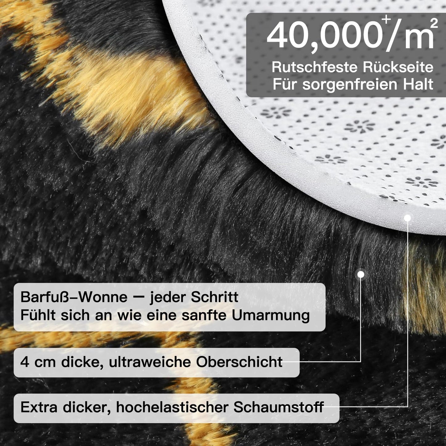 Sour Lemon Hochflor Teppich Grau Carpet Wohnzimmer 240x300 Waschbar Anti-Rutsch Extra Große Teppiche Schlafzimmer Flauschige Moderne Teppiche Matte Teppichen für Schlafzimmer Kinderzimmer