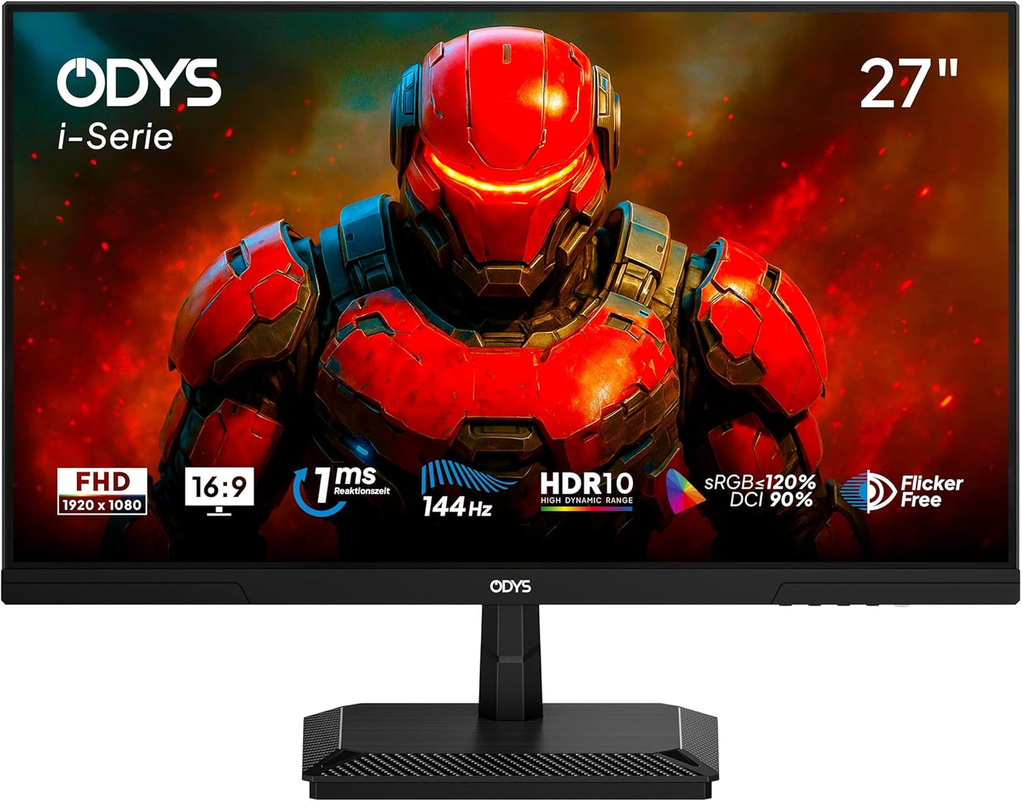 ODYS i27-Q-180-27 Inch Gaming Monitor (69 cm Screen, WQHD, 2,560 x 1,440 Pixels, 180 Hz, 1ms Response Time (MPRT), Fast IPS Panel, 120% sRGB, FreeSync, 2x HDMI, 2x Display Port)