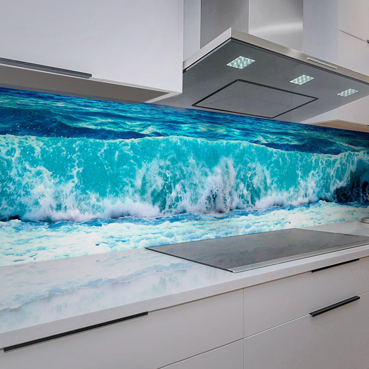 Rodnik Kitchen Splashback, Robust ABS Plastic Monolith Panel in Deluxe Quality, Direct Print, Choice of Motifs (Ice Cubes and Cherries)