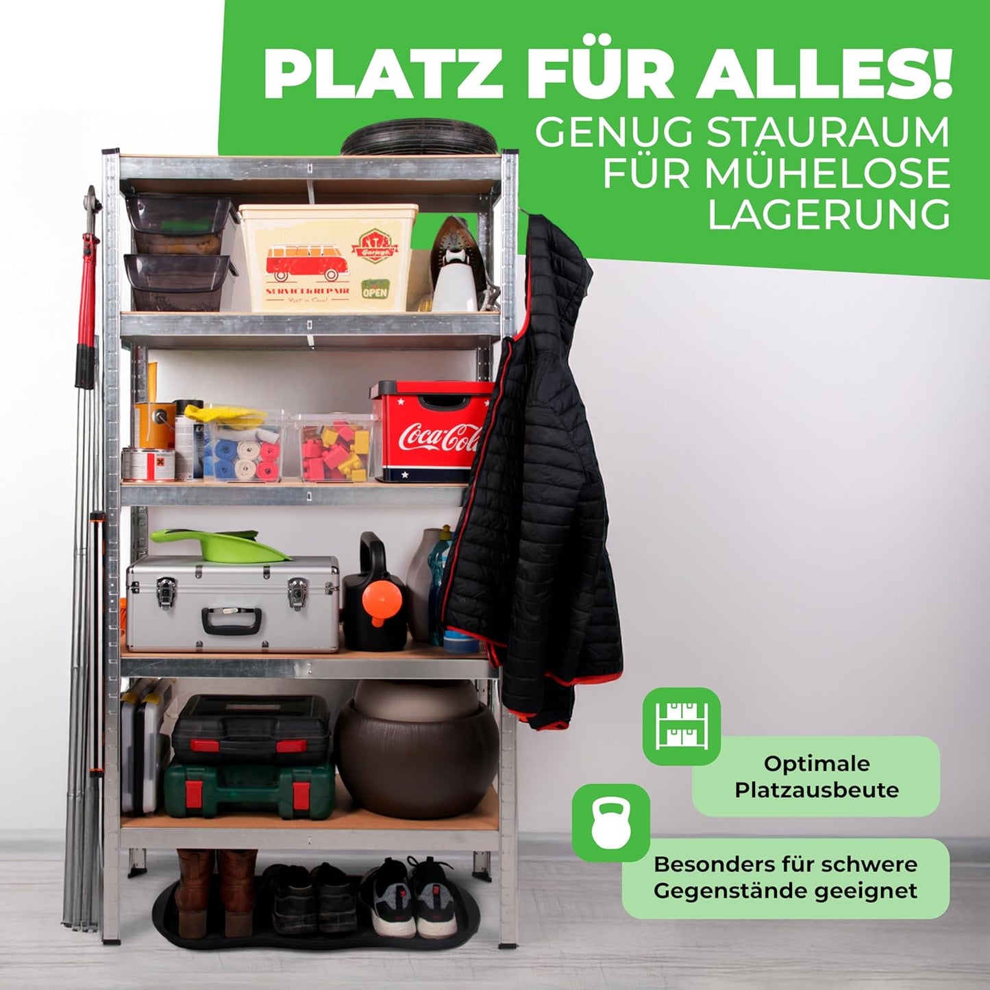 2x Ondis24 Thomas Metal Shelving Units, Storage Units for Basement, Workshop, 90 x 40 x 180 (H) cm, 875 kg, Silver Unit with 5 Height-Adjustable Levels, 5x 175 kg Load Capacity, Heavy Duty, Double Pack