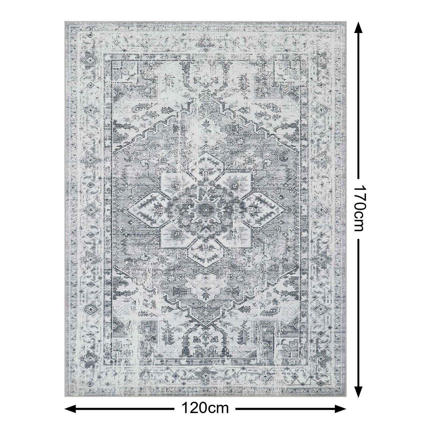 WONGS BEDDING Boho Rug Living Room Bedroom Short Pile Rugs Washable Soft Non-Slip Vintage Design
