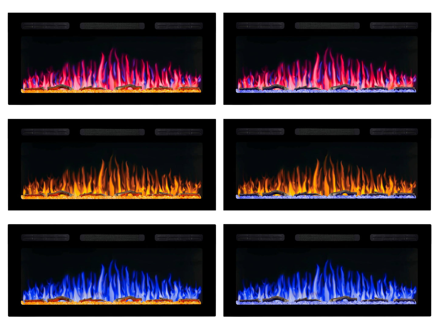 ArtiFlame Elektrokamin AF27WR Multicolor, Elektrischer Einbaukamin mit Heizung 900/1800 W, realistischer 3D-Flammeneffekt, LED-Beleuchtung, Fernbedienung, Timer, Thermostat, Knistereffekt, Schwarz
