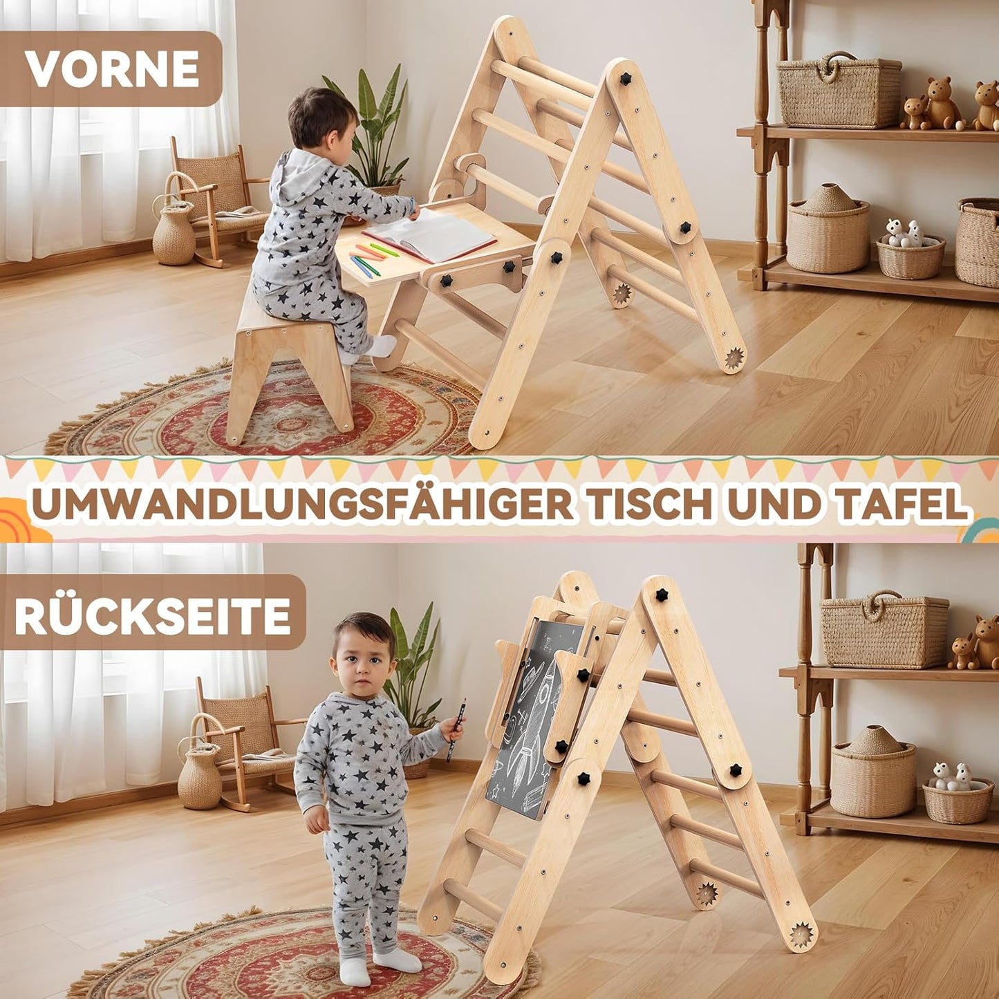 Indoor Climbing Frame, Climbing Triangle, Wooden Climbing Arch with Slide Indoor, Climbing Baby Children's Slide, Indoor Climbing Frame Children, Montessori Climbing Frame, Pikler Triangle Climbing