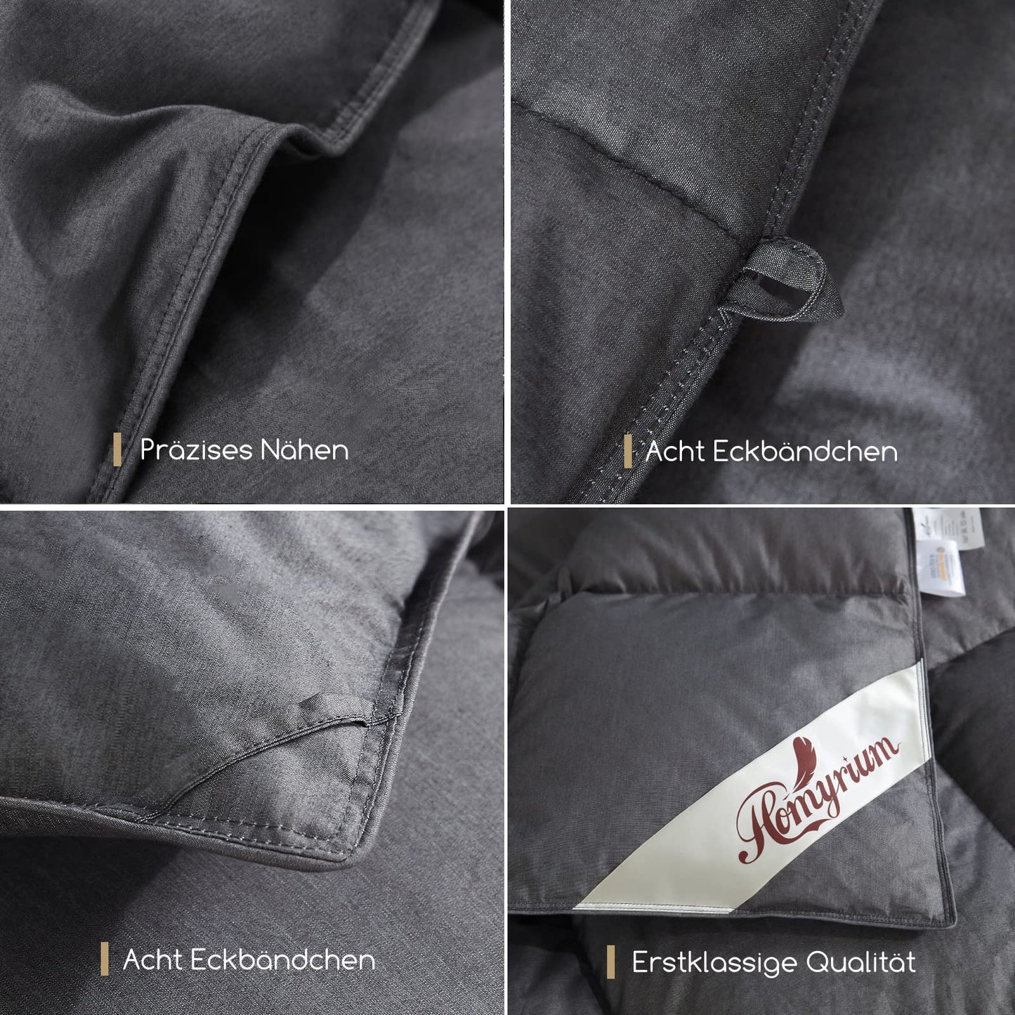 Homyrium Quilted Winter Down Duvet, 135 x 200 cm, Warm Feather Duvet, Filling Weight: 1600 g, Oeko-Tex and RDS-Certified