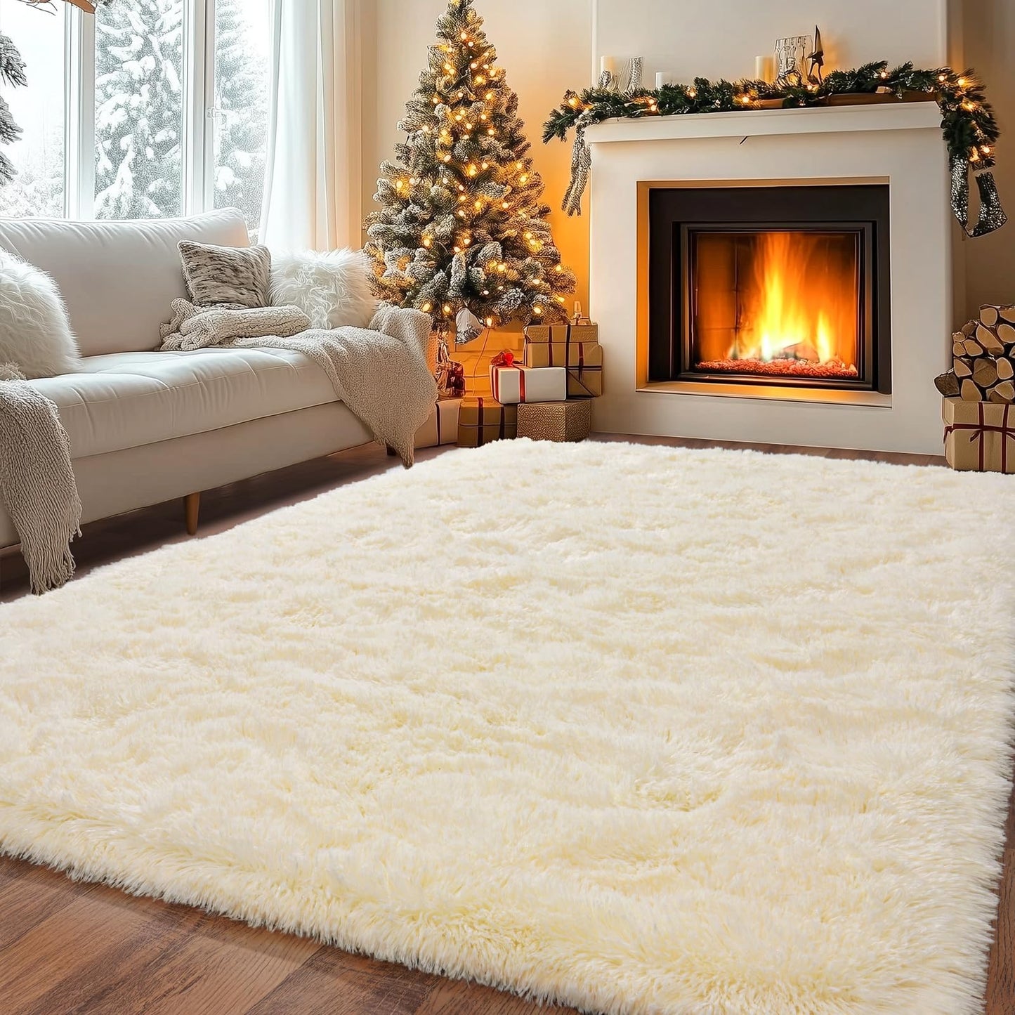 BSGIFT High Pile Rug, Grey, 160 x 230 cm, Shaggy Long Pile Fluffy Rug, Living Room, Modern Living Room Rug, Bed Rug, High-Pile Carpet, Non-Slip for Bedroom, Children's Room