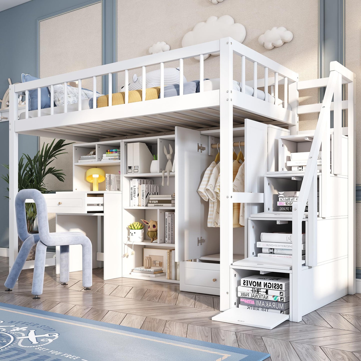 xixiworkshop Kinderbett 90x200cm Ausziehbett Bett mit Stauraum und USB-Steckdose/Mehreren Ablagefächern multifunktionales Jugendbett/Gästebett/Doppelbett mit Stauschrank Lattenrost,Ohne Matratze,Grau
