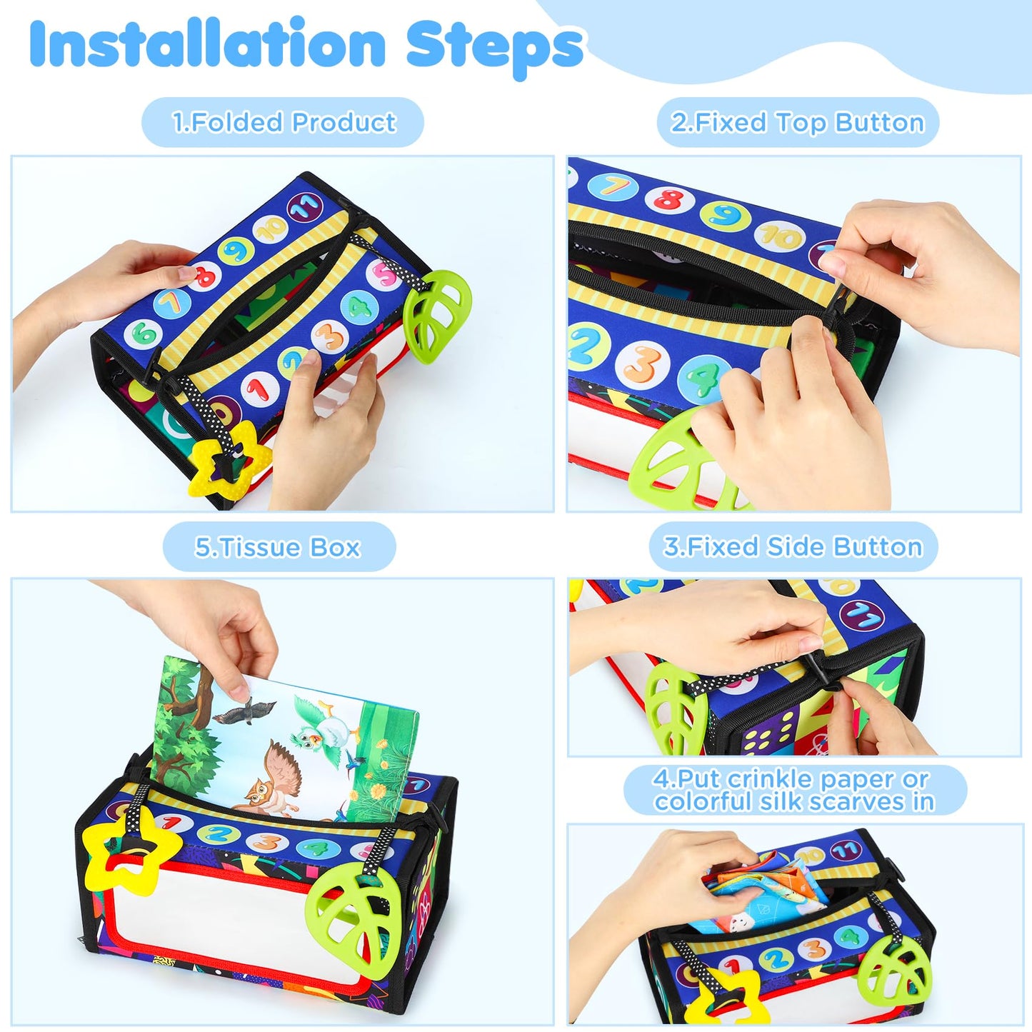 URMYWO Baby Toy 6 Months, Tissue Box Toy - Montessori - Sensory Technology, Contrast Baby Toy 0 6 12 Months, Boys Girls Children Early Learning Toy Baby Gift