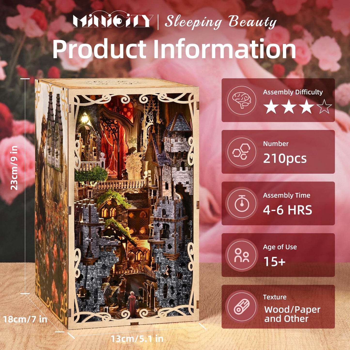 MiniCity Book Nook Kit, DIY Miniature Dollhouse Booknook Kit, 3D Wooden Puzzle Bookend Bookshelf Insert Decor for Teenagers and Adults (Library of Gods Max)