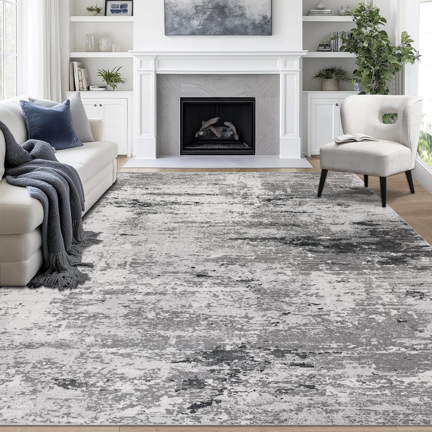 Cekene Washable Area Rugs for Living Room Large 160 x 230 cm Taupe Ultra Thin Bedroom Rugs Non-Slip Modern Abstract Floor Rug for Dining Room Kitchen Office