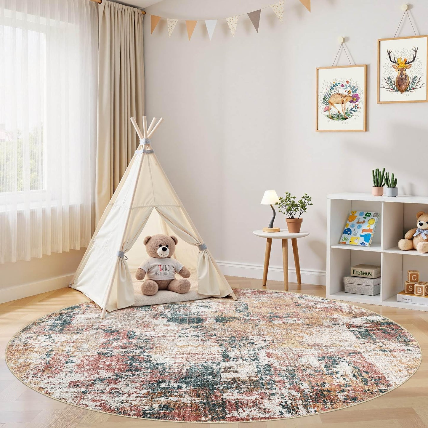 Tortania Washable 5x7 Area Rug for Living Room: Modern Abstract Neutral Large Soft Thin Rugs - Non Slip Indoor Carpet for Bedroom Dining Room Office Nursery Home Floor Decoration - Grey