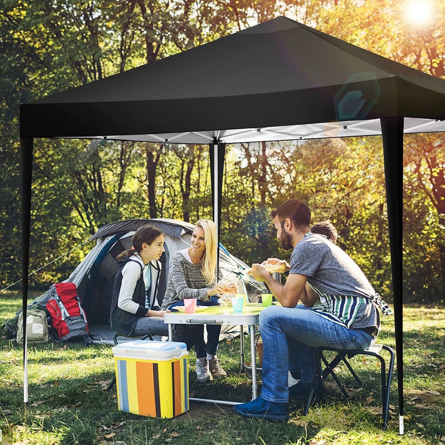 COBIZI Gazebo 3 x 6 Folding Gazebo Waterproof Stable Winterproof Foldable Party Tent with 6 Side Panels Pop Up Garden Gazebo UV Protection 50+ Height Adjustable for Beach Wedding Camping White