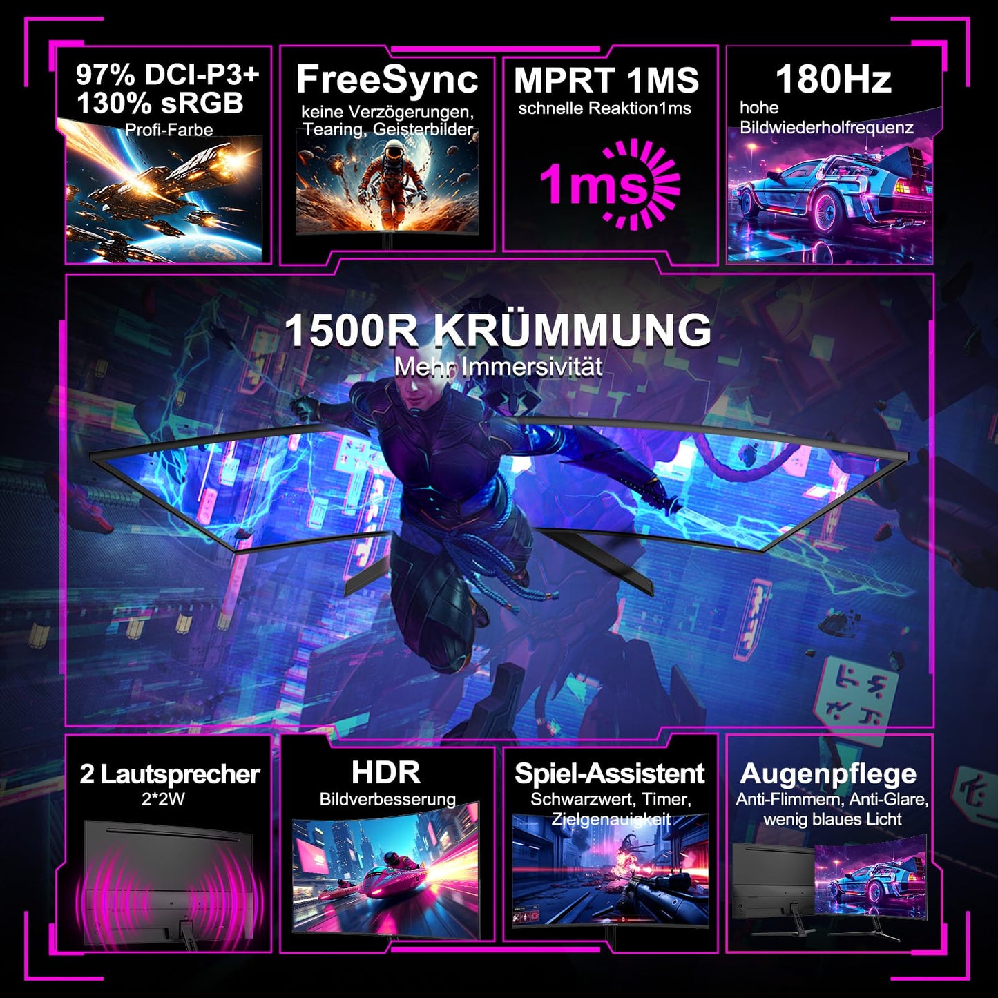 Minifire 27-Inch Monitor, 100 Hz, Anti-Flicker, Full HD, 1080p Monitor PC Screen with HDMI VGA Ports (MF27X3AL HDMI Cable Included)