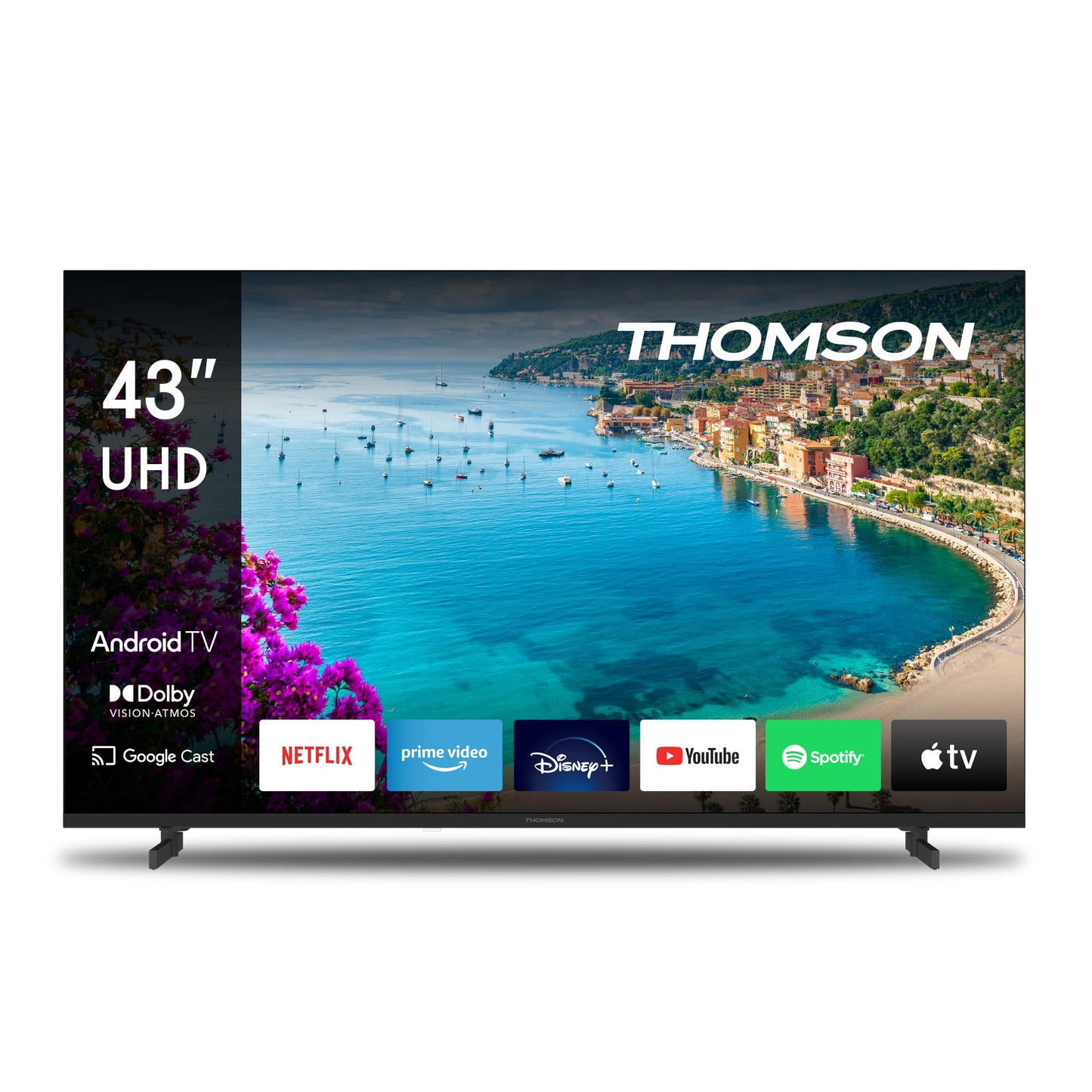 Thomson 43 Zoll (109 cm) 4K Ultra HD Weiß Smart Android TV, Google Assistant, Wi-Fi, Dolby Digital, Bluetooth, Triple-Tuner (Kabel,Satellit,Antenne), HDMI, CI+, A+ Panel – 43UA5S13W