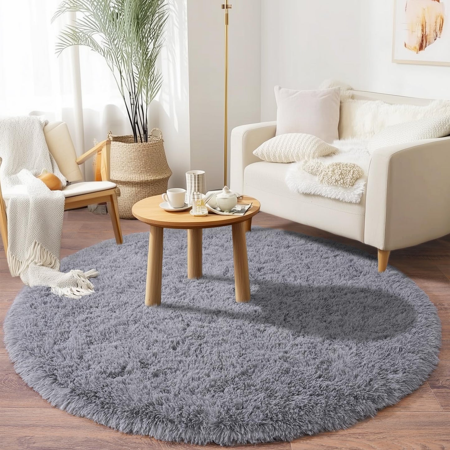 BSGIFT High Pile Rug, Grey, 160 x 230 cm, Shaggy Long Pile Fluffy Rug, Living Room, Modern Living Room Rug, Bed Rug, High-Pile Carpet, Non-Slip for Bedroom, Children's Room
