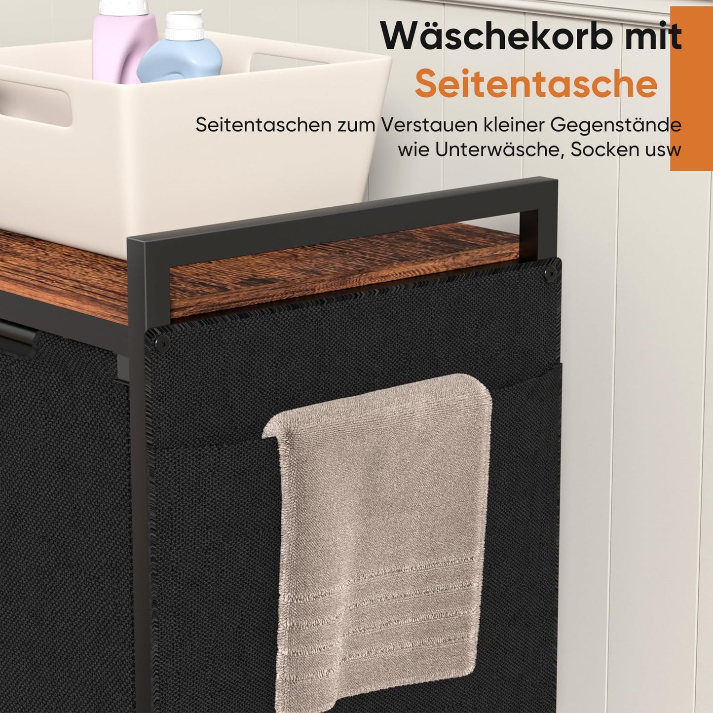 Laundry Basket, 3 Compartments, Laundry Hamper with Shelf, Total Capacity 160 L, Oxford Fabric Laundry Bag, Extendable, Removable, Laundry Box with Side Pockets and X-Shape Holder (3