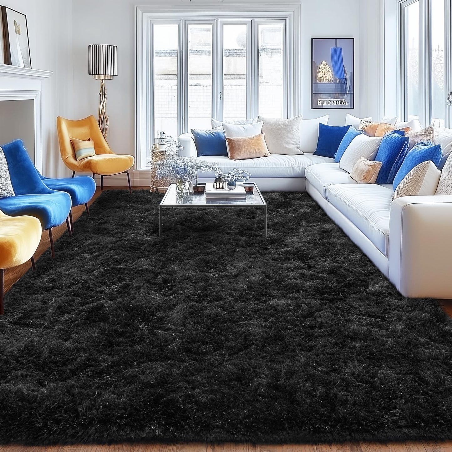 BSGIFT High Pile Rug, Grey, 160 x 230 cm, Shaggy Long Pile Fluffy Rug, Living Room, Modern Living Room Rug, Bed Rug, High-Pile Carpet, Non-Slip for Bedroom, Children's Room